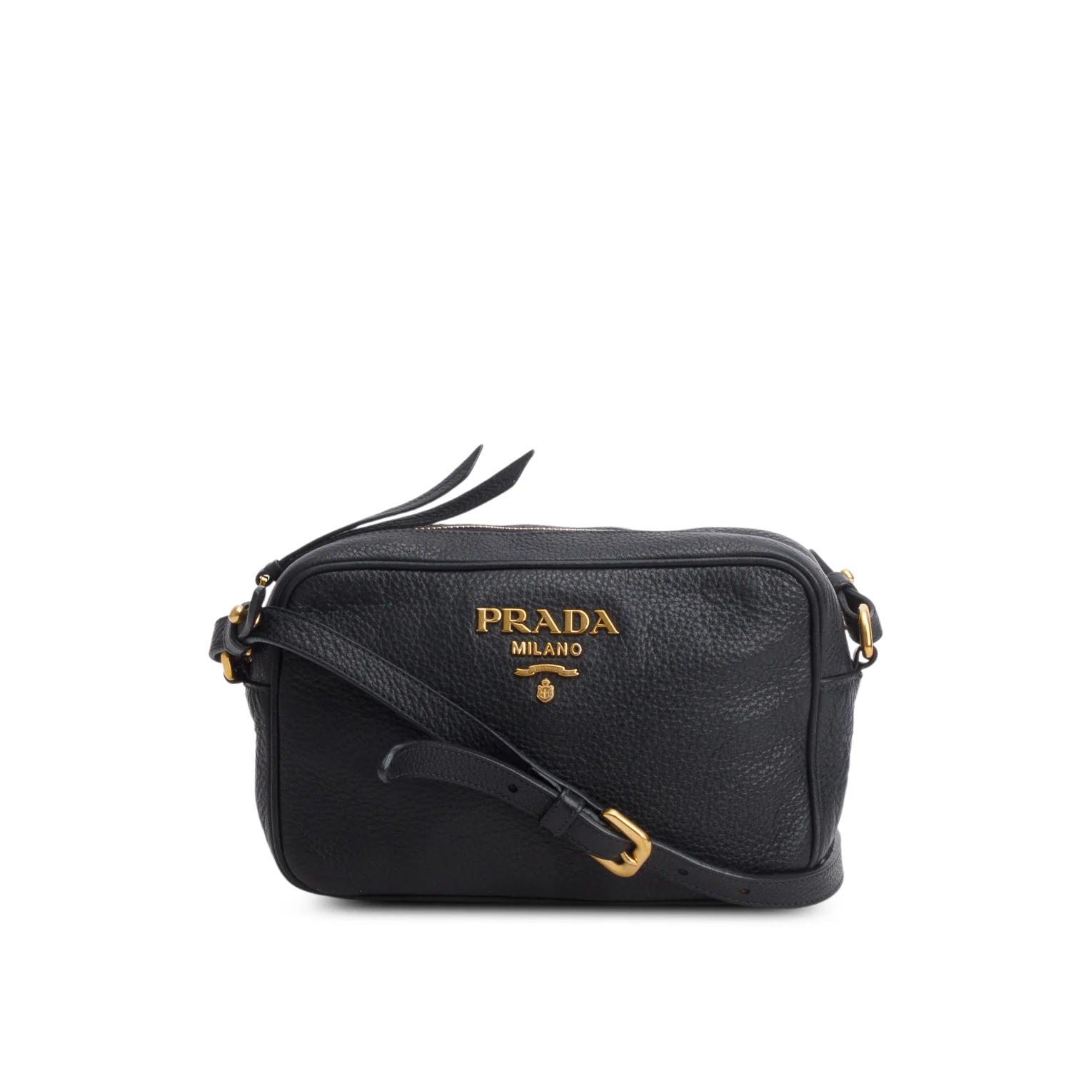 Prada Black Vitello Phenix Camera Bag w/ Authenticity Card