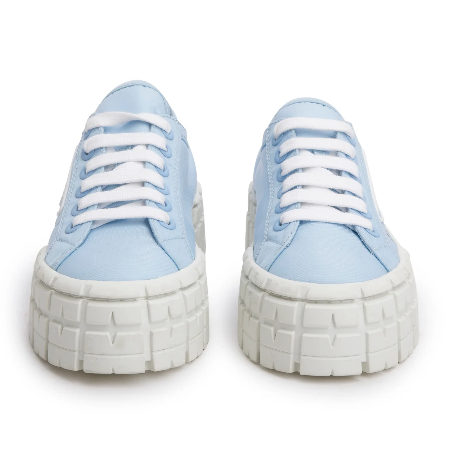 Prada Blue Re-Nylon Gabardine Wheel Logo Sneakers, Size 37 - Image 3