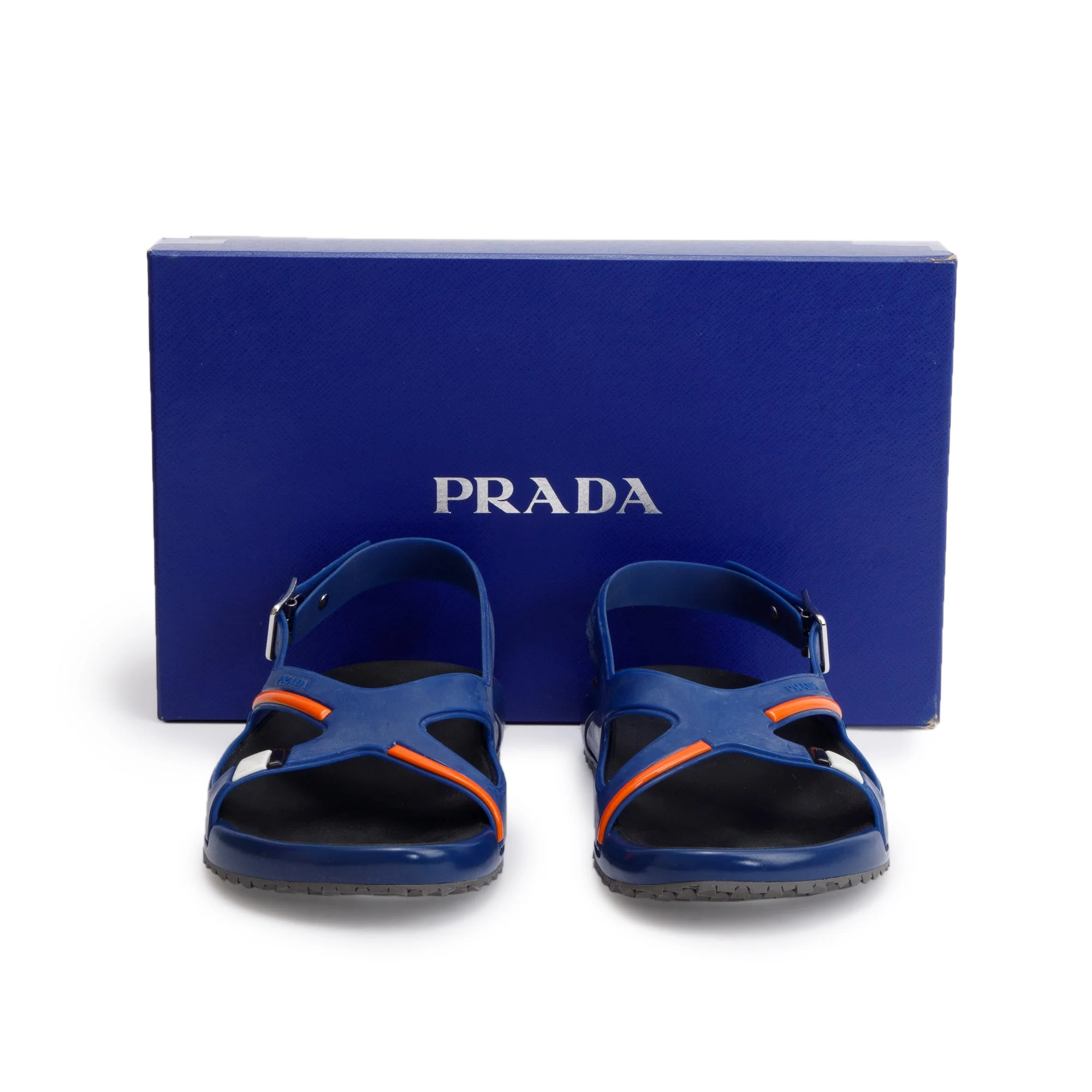 Prada Blue Rubber Sling Back Sandals, Size 6 w/ Box - Image 2