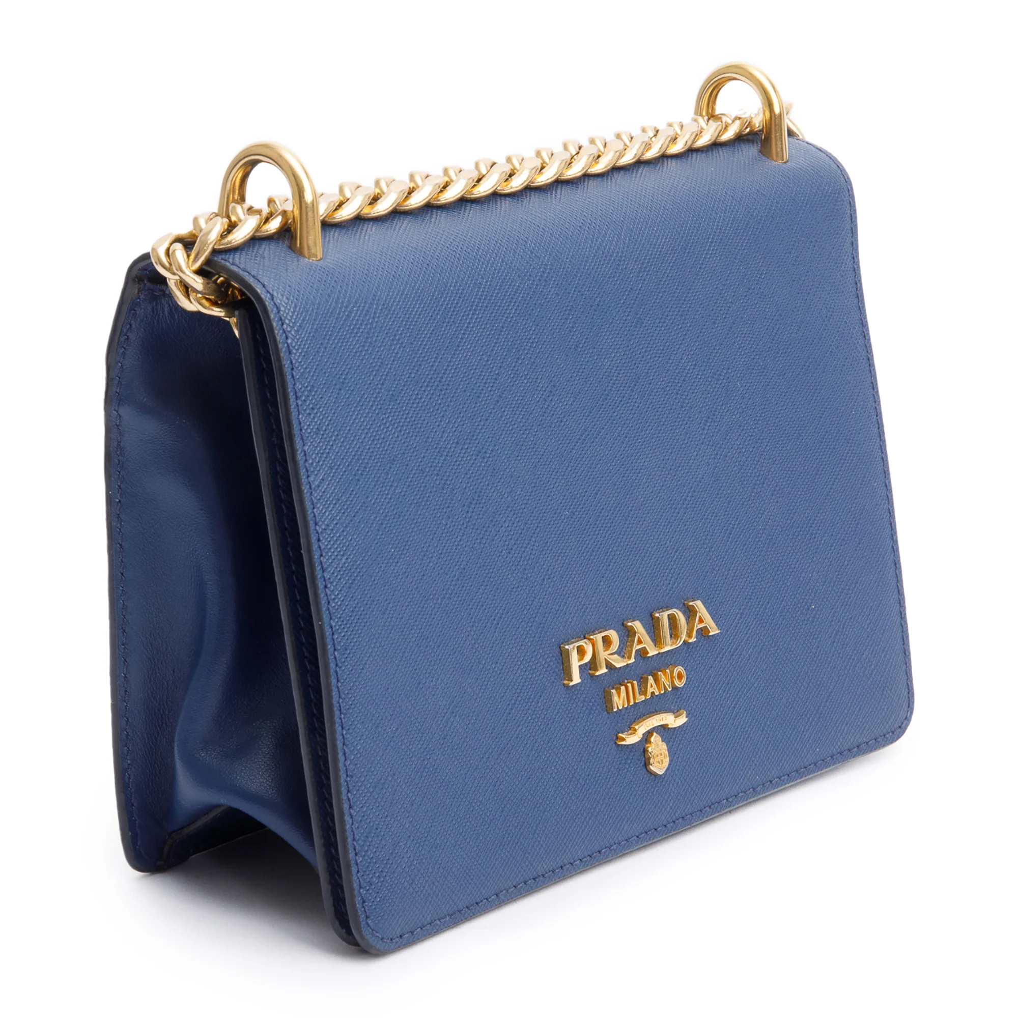 Prada Blue Saffiano Lux Chain Shoulder Bag - Image 4