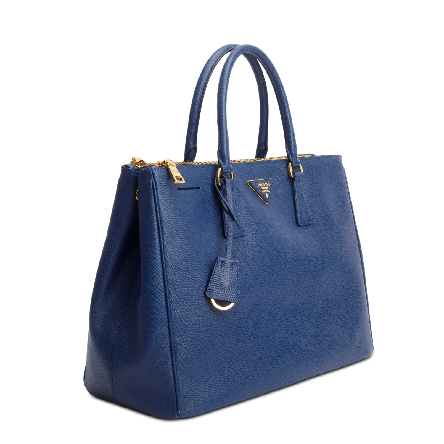 Prada Blue Saffiano Lux Large Double Zip Galleria Tote w/ Box & Authenticity Card - Image 3