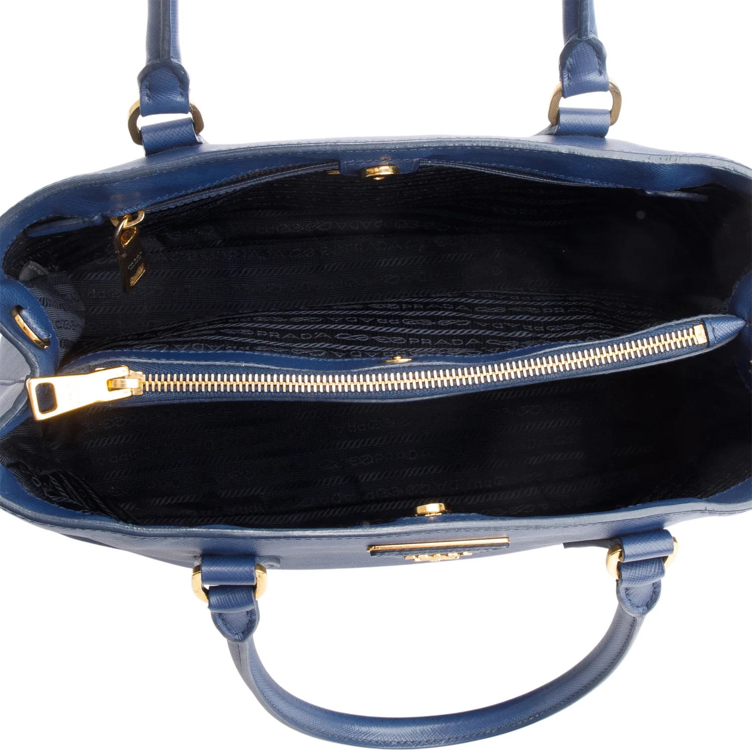 Prada Blue Saffiano Lux Medium Galleria Tote w/ Strap - Image 8