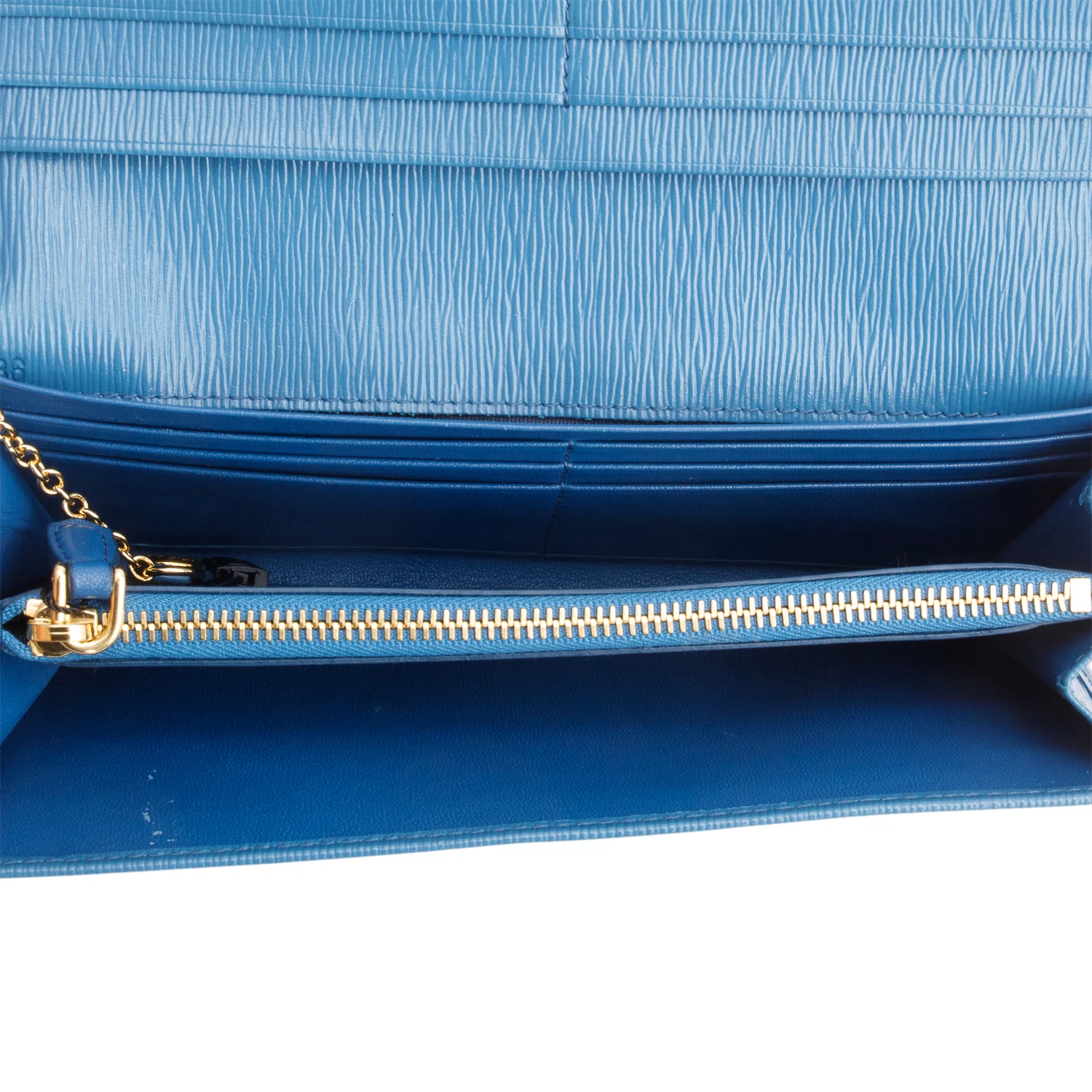 Prada Blue Vitello Move Leather Continental Wallet w/ Box & Authenticity Card - Image 8