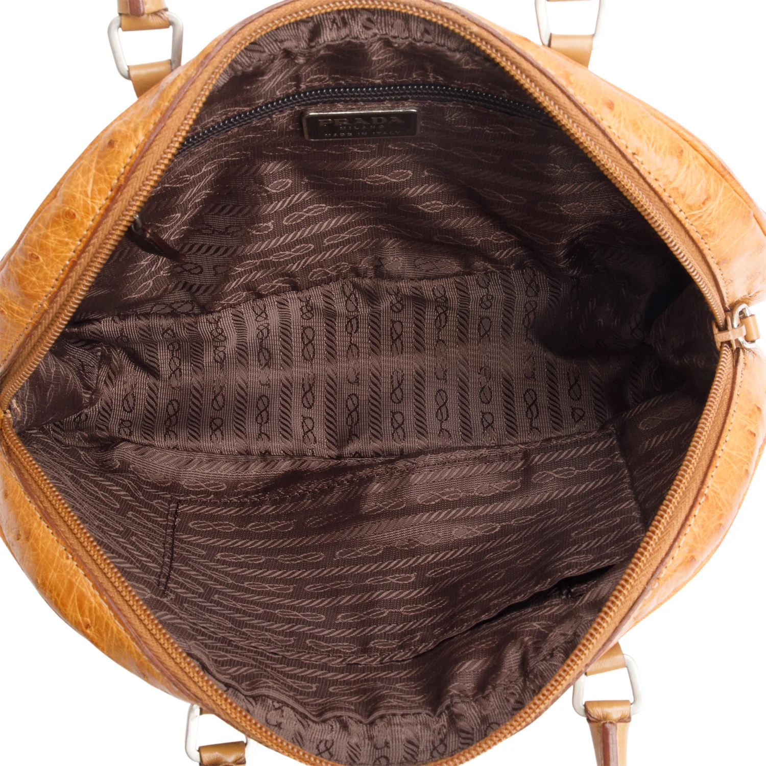 Prada Brown Ostrich Shoulder Bag - Image 7