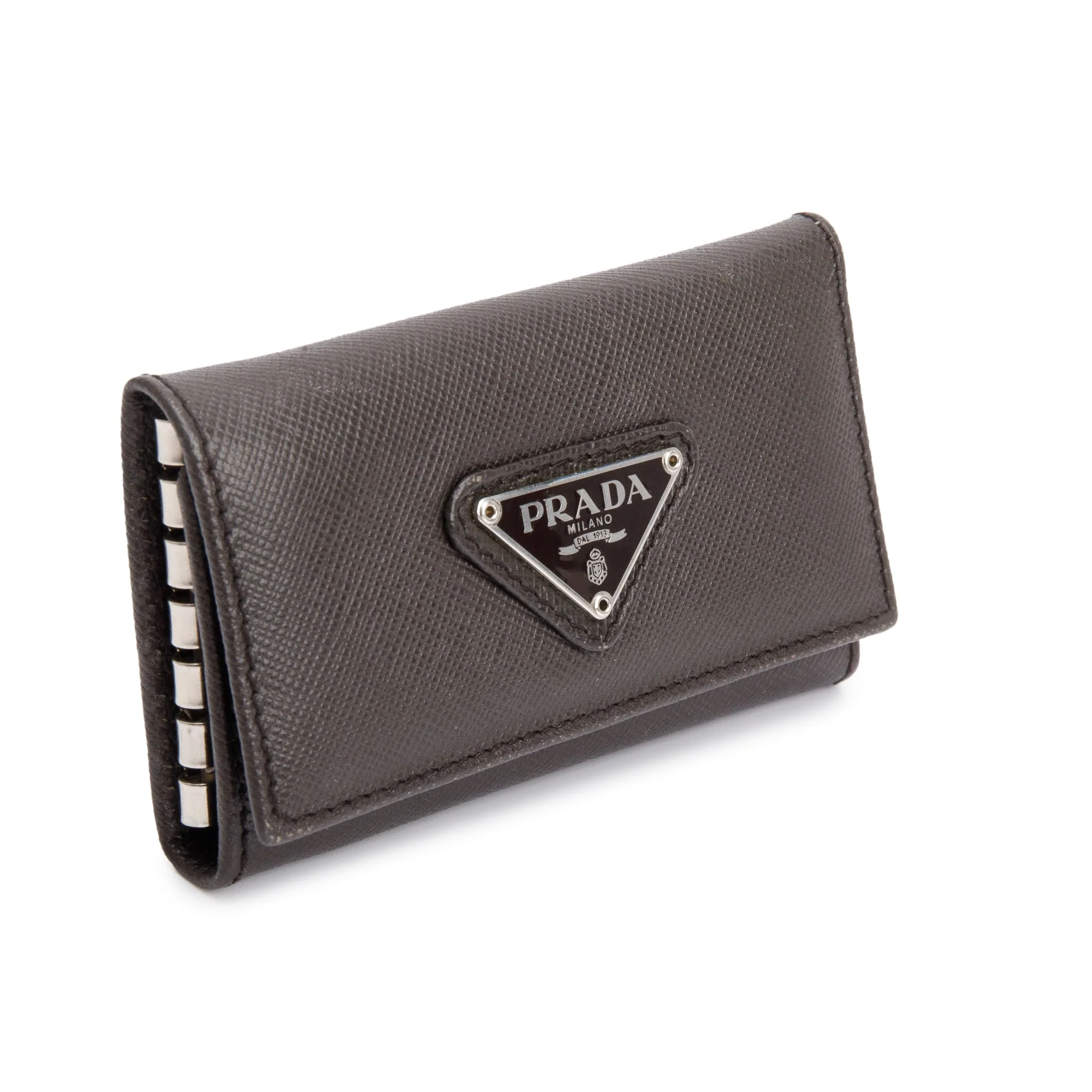 Prada Brown Saffiano Leather 6 Key Holder w/ Box - Image 3