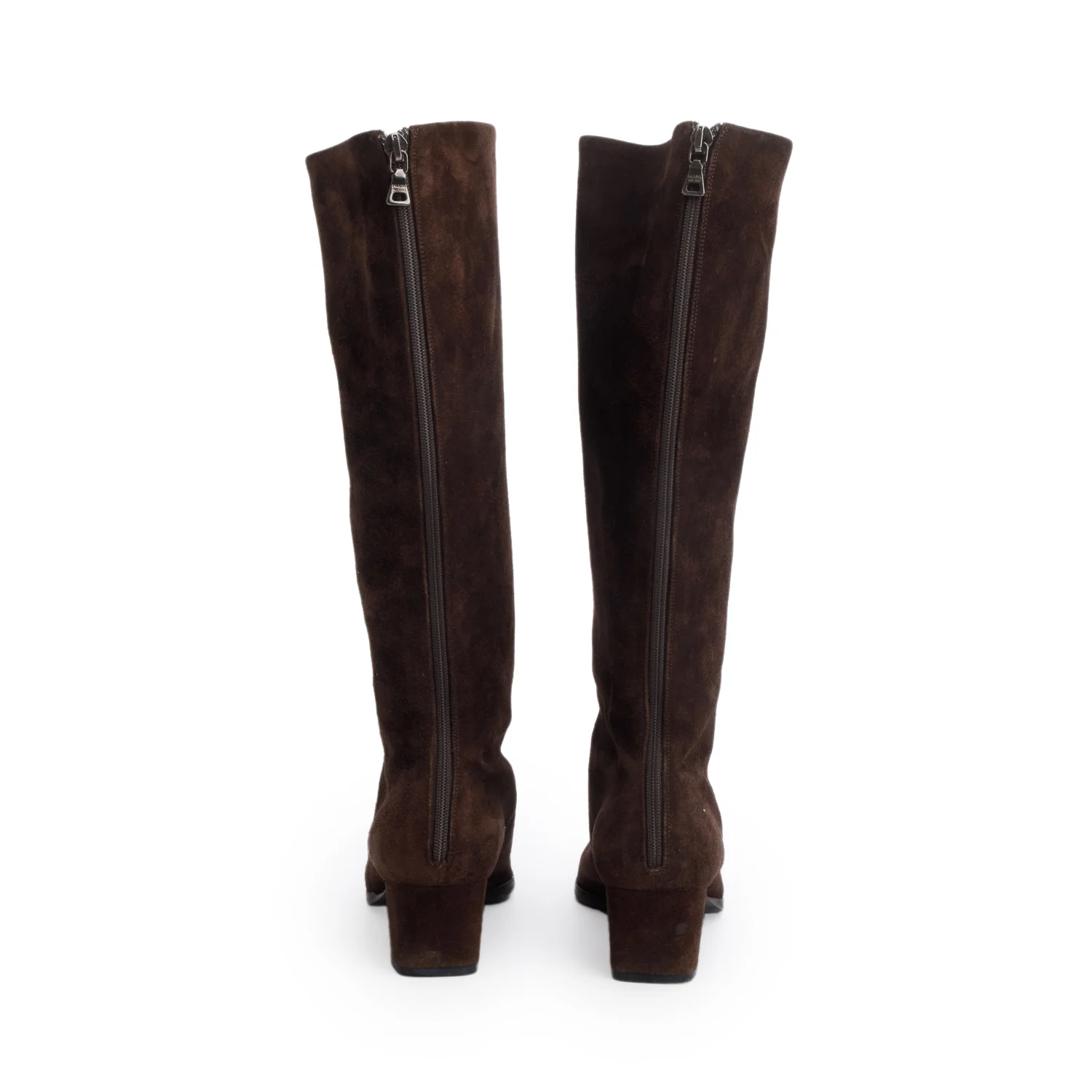 Prada Brown Suede Mid Calf Boots, Size 35.5 - Image 4