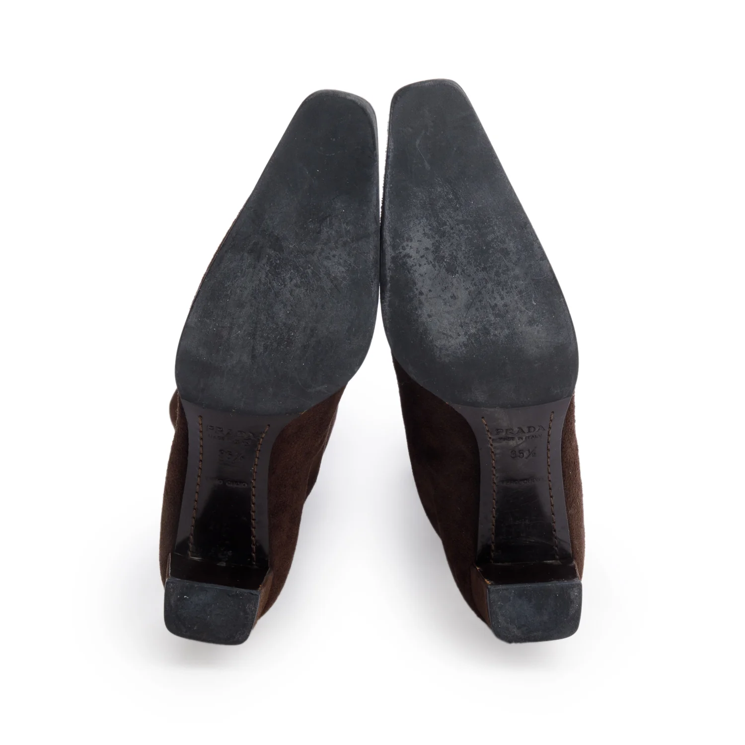 Prada Brown Suede Mid Calf Boots, Size 35.5 - Image 5