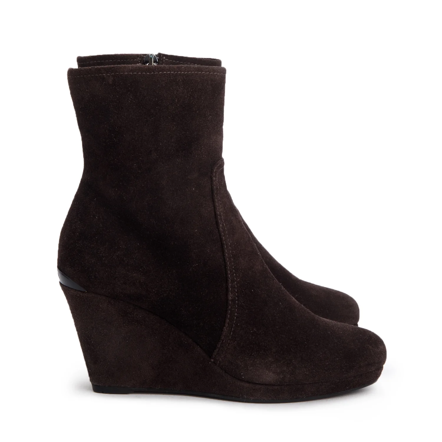 Prada Brown Suede Wedge Booties, Size 35 w/ Box - Image 3