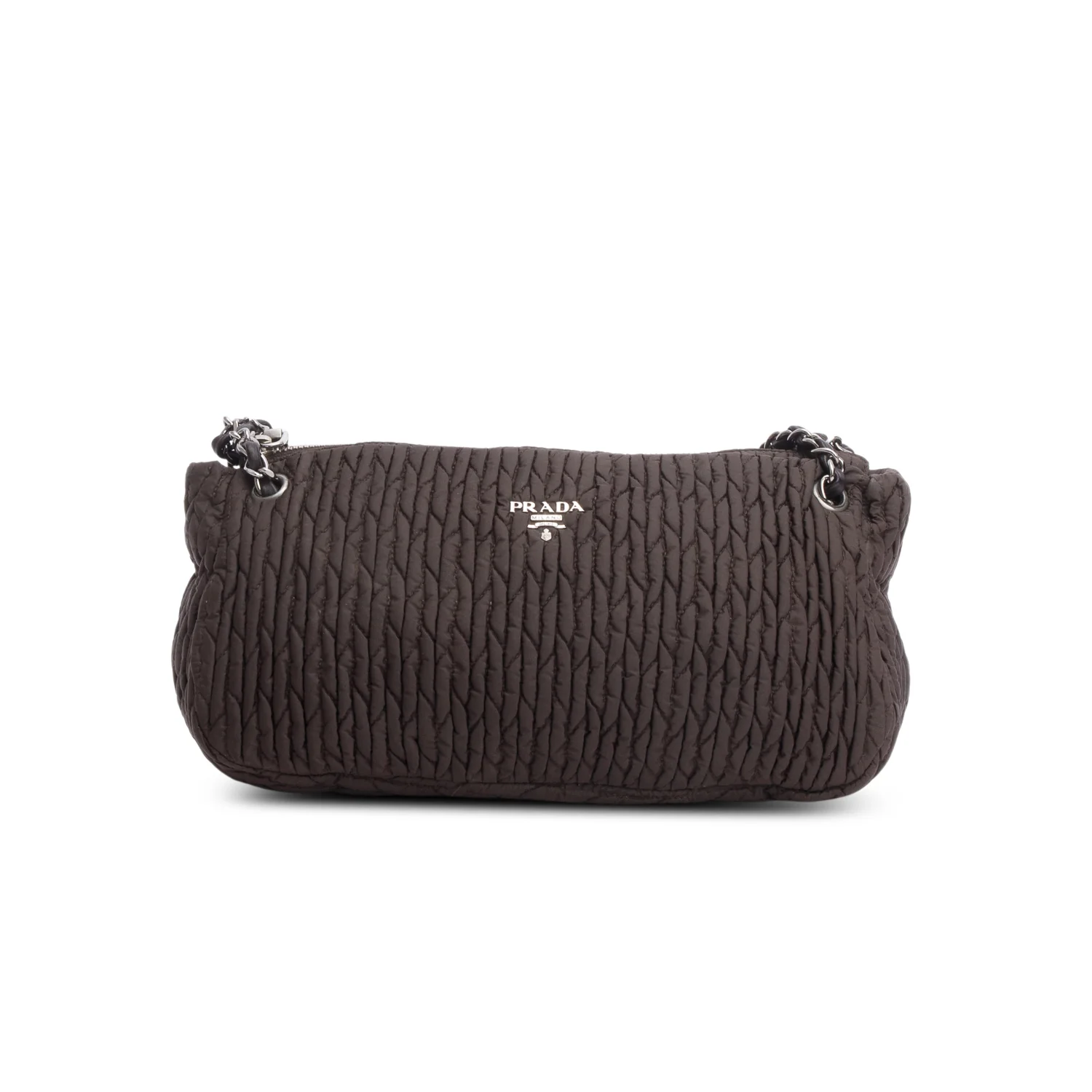 Prada Brown Tessuto Gaufre Nylon Chain Shoulder Bag - Image 3