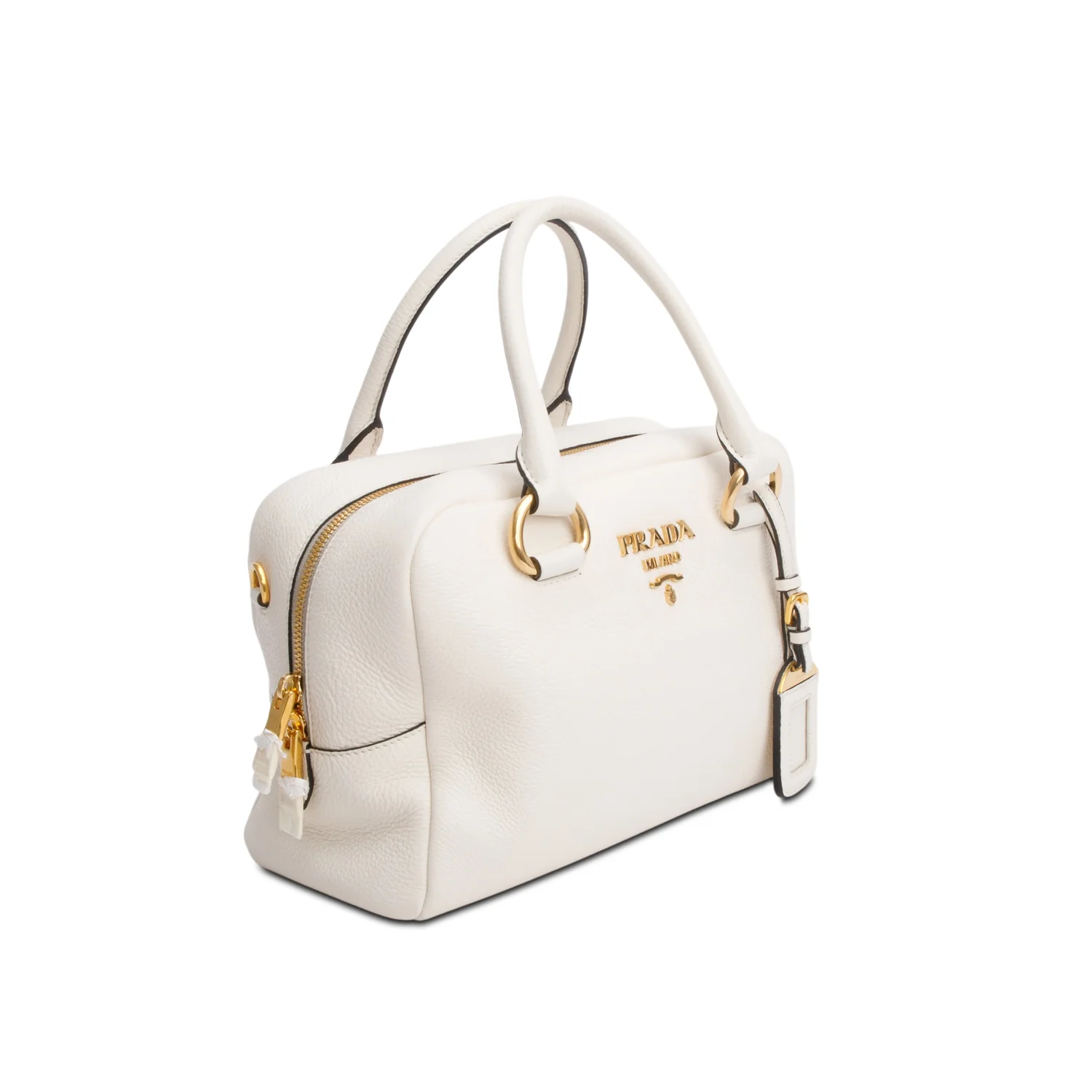Prada Cream Vitello Phenix Convertible Bauletto Bag w/ Strap & Authenticity Card - Image 4