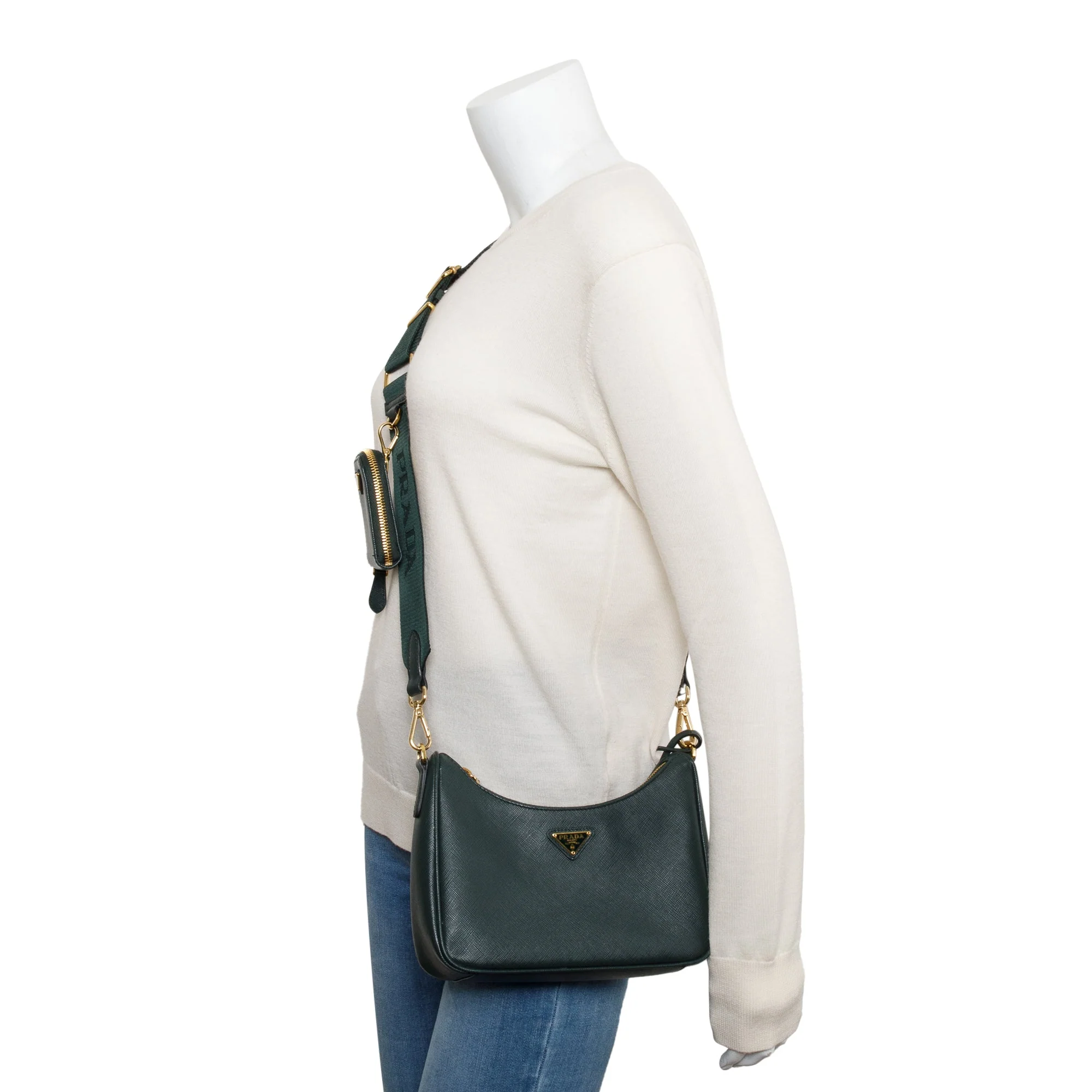Prada Green Saffiano Leather Re-Edition 2005 Shoulder Bag - Image 2