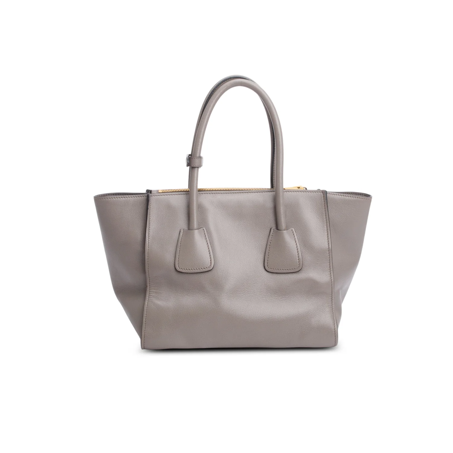 Prada Grey City Calf Small Twin Pocket Tote w/ Strap - Image 5