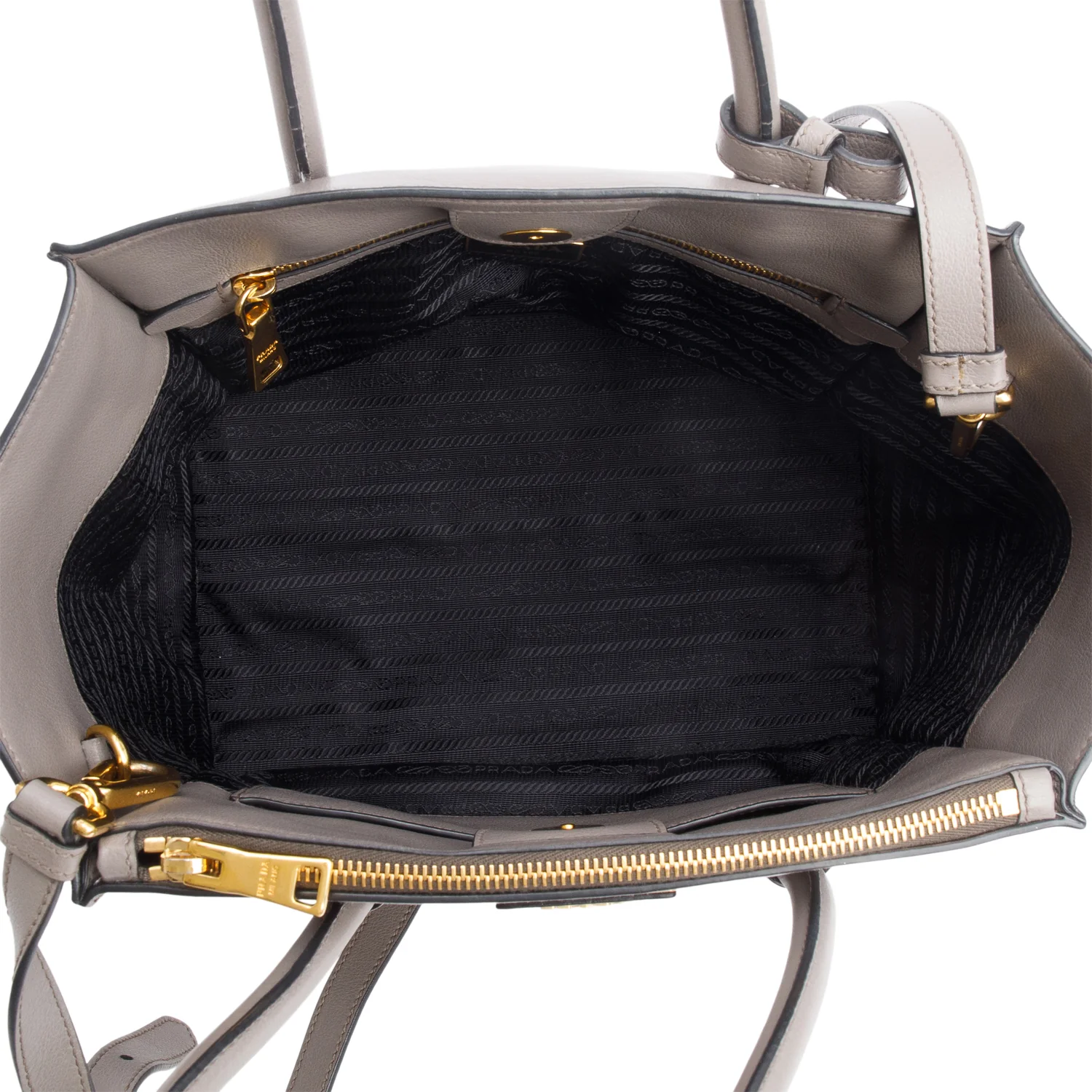 Prada Grey City Calf Small Twin Pocket Tote w/ Strap - Image 8