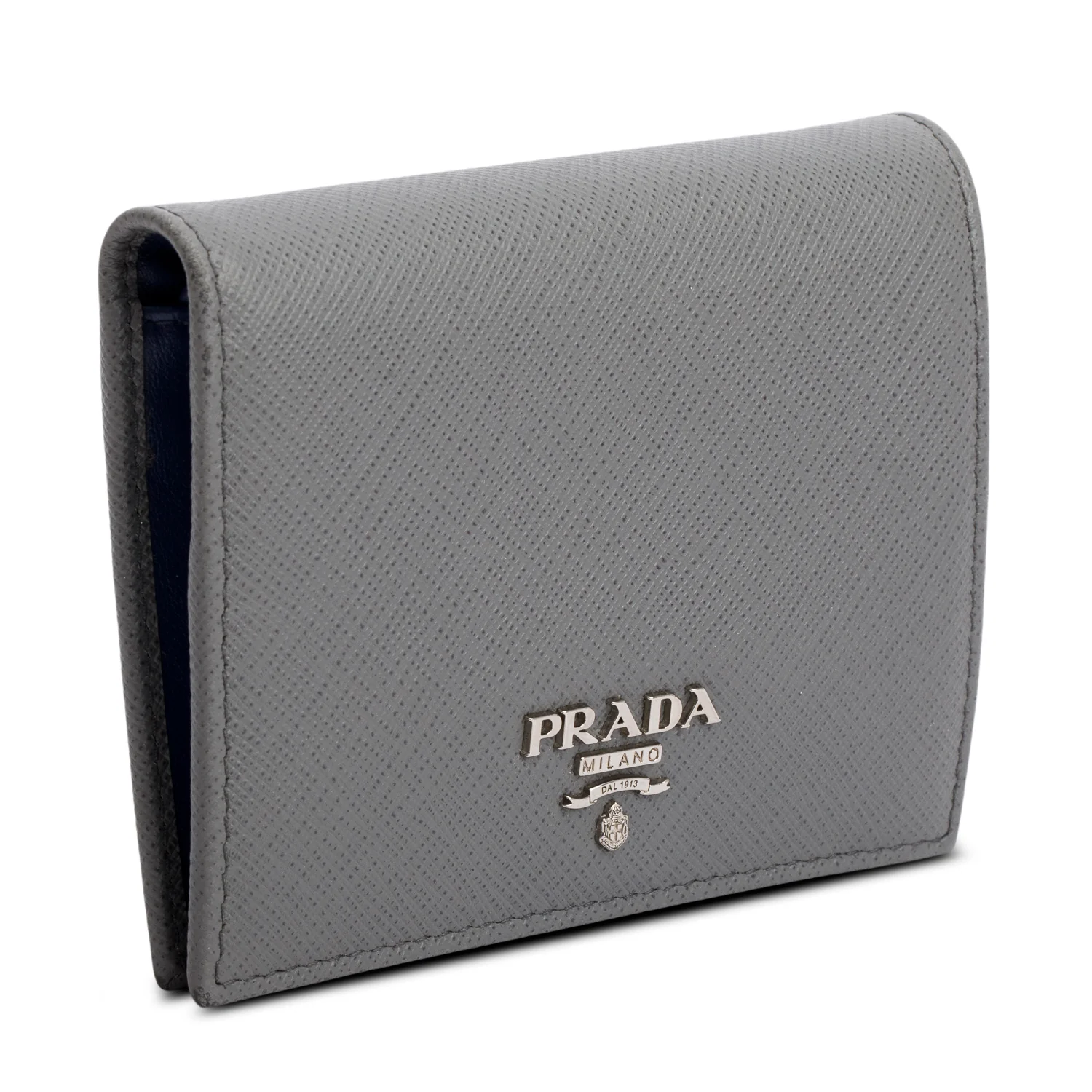 Prada Grey Saffiano Small Leather Wallet w/ Box - Image 3
