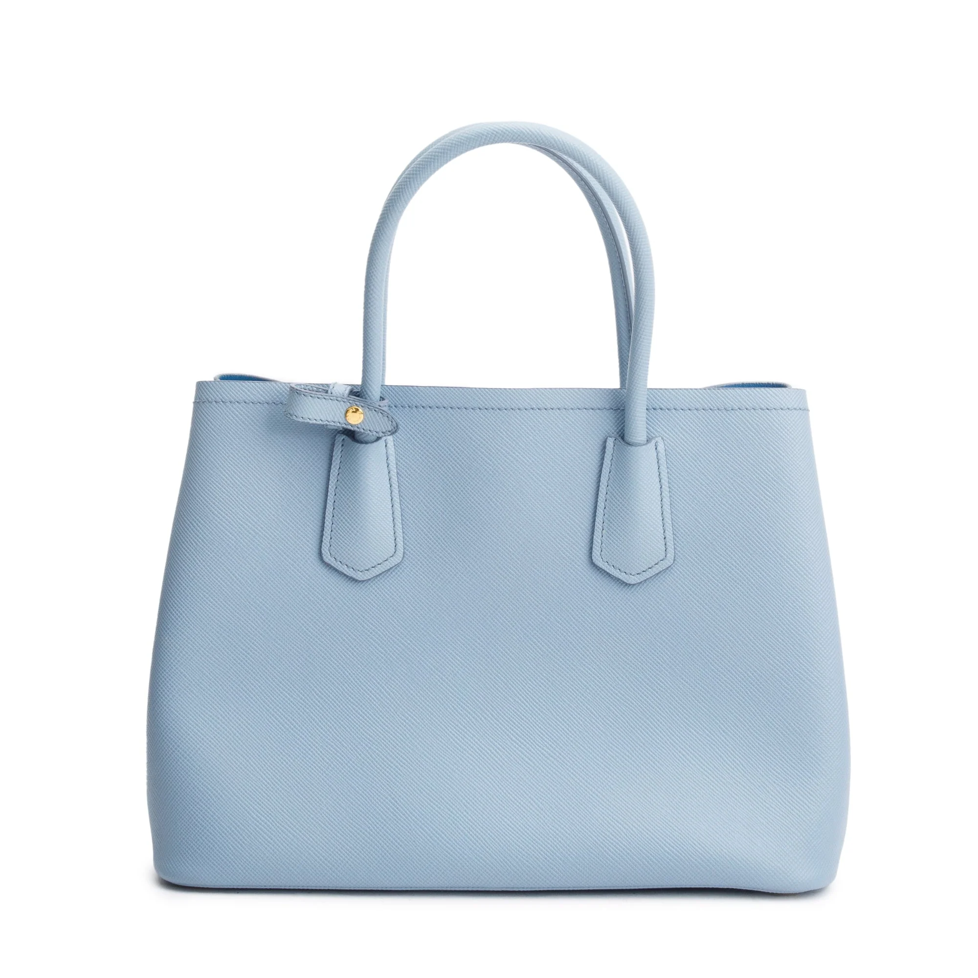 Prada Light Blue Saffiano Lux Medium Cuir Double Tote w/ Strap & Authenticity Card - Image 5