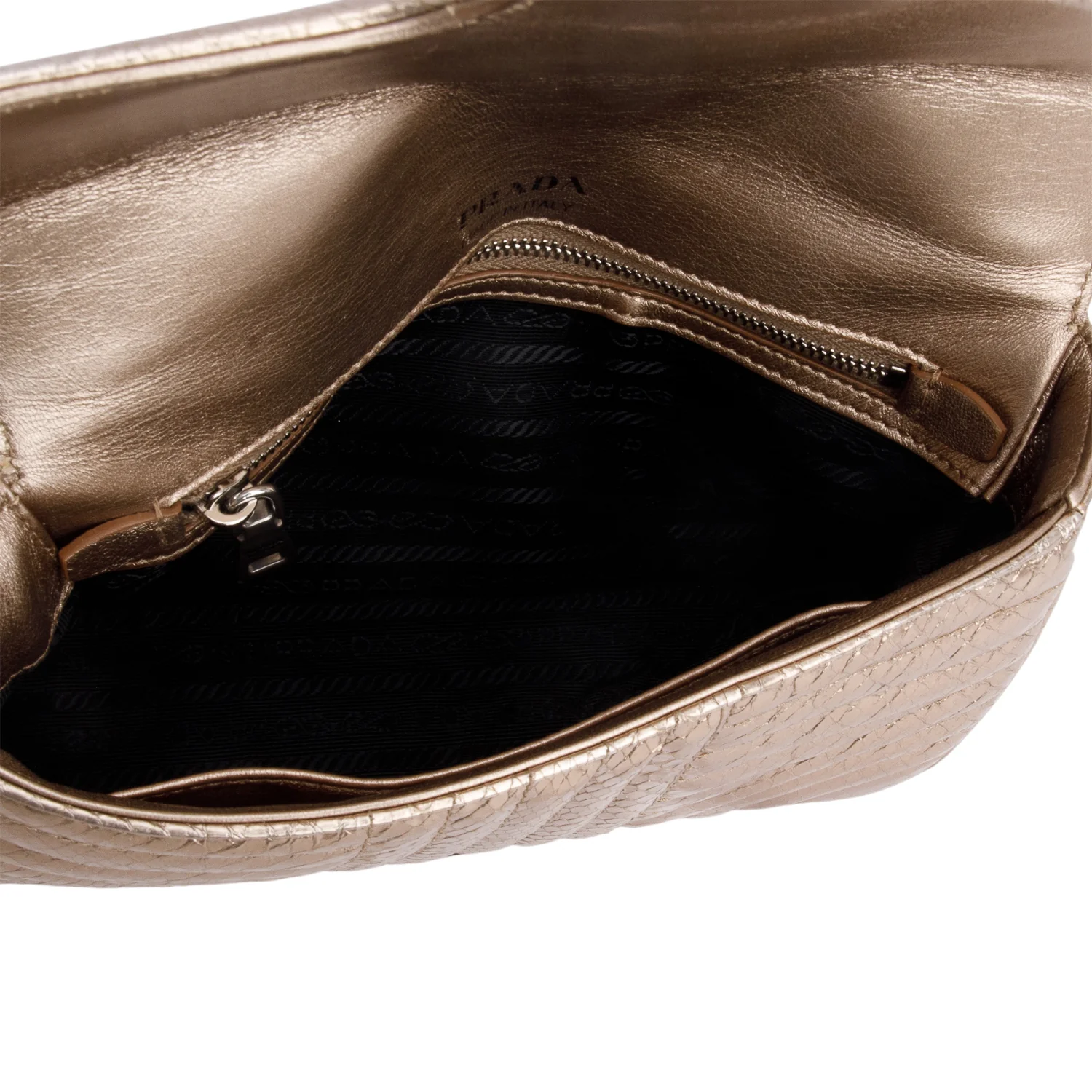 Prada Metallic Gold Python Diagramme Shoulder Bag - Image 8
