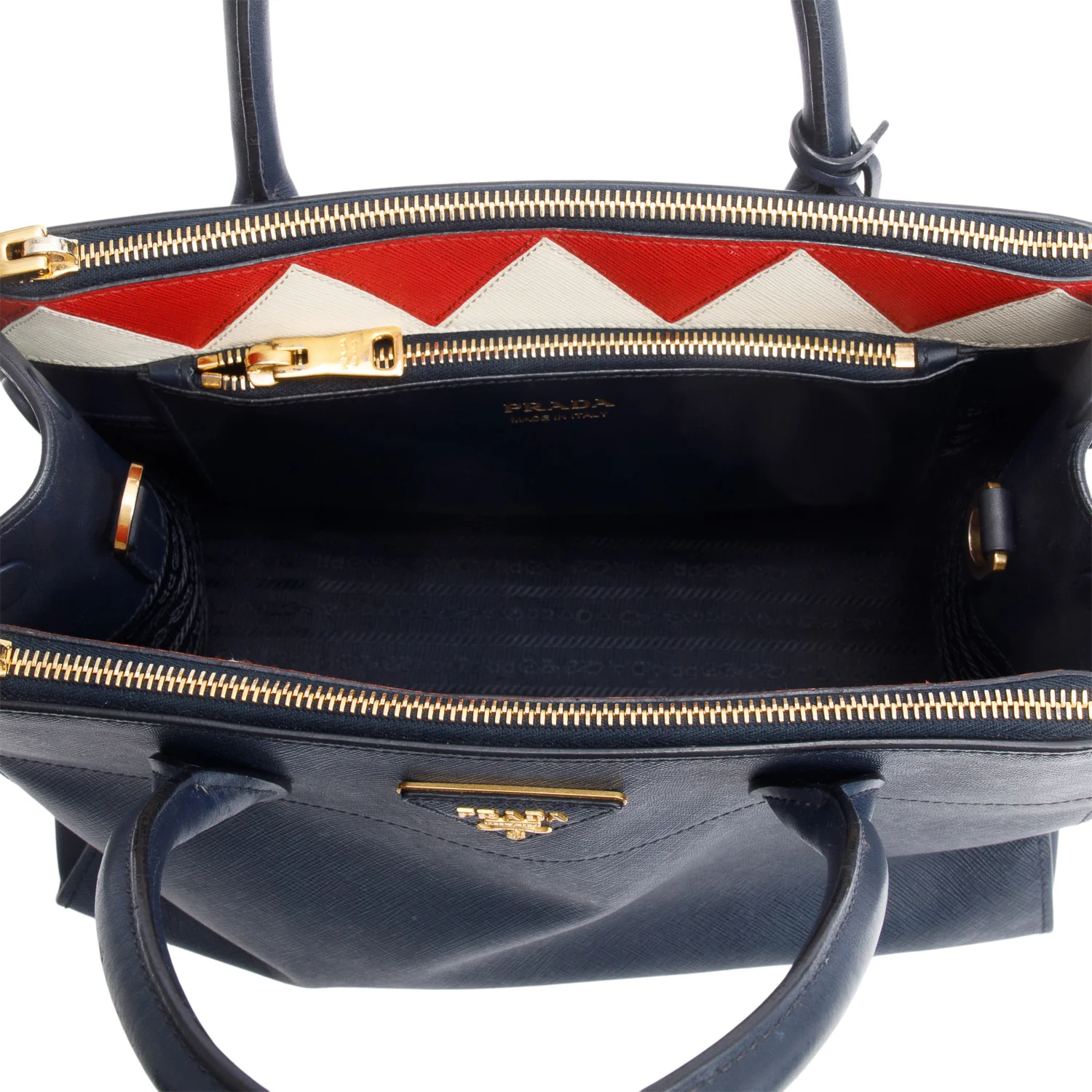 Prada Navy Saffiano & City Calf Leather Medium Greche Paradigme Tote w/ Strap & Box - Image 6