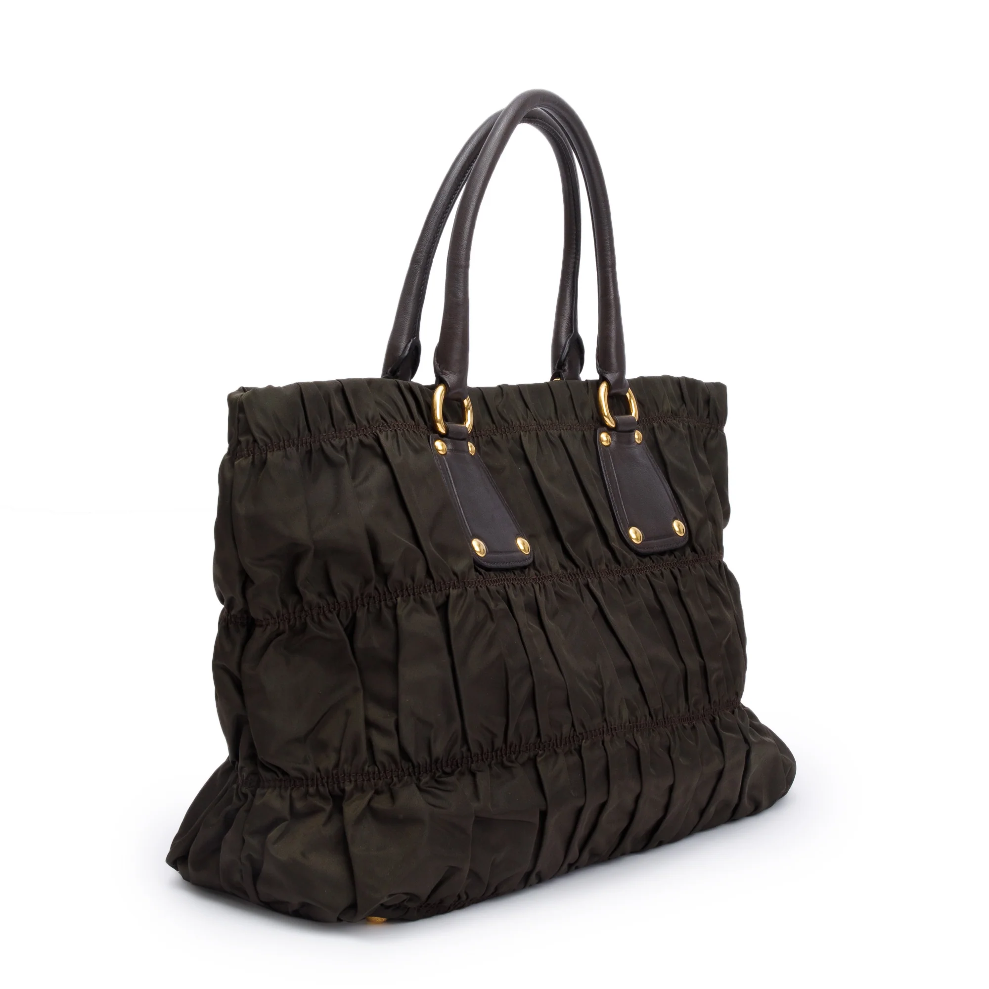 Prada Olive Green Tessuto Nylon Gauffre Quilted Tote - Image 4