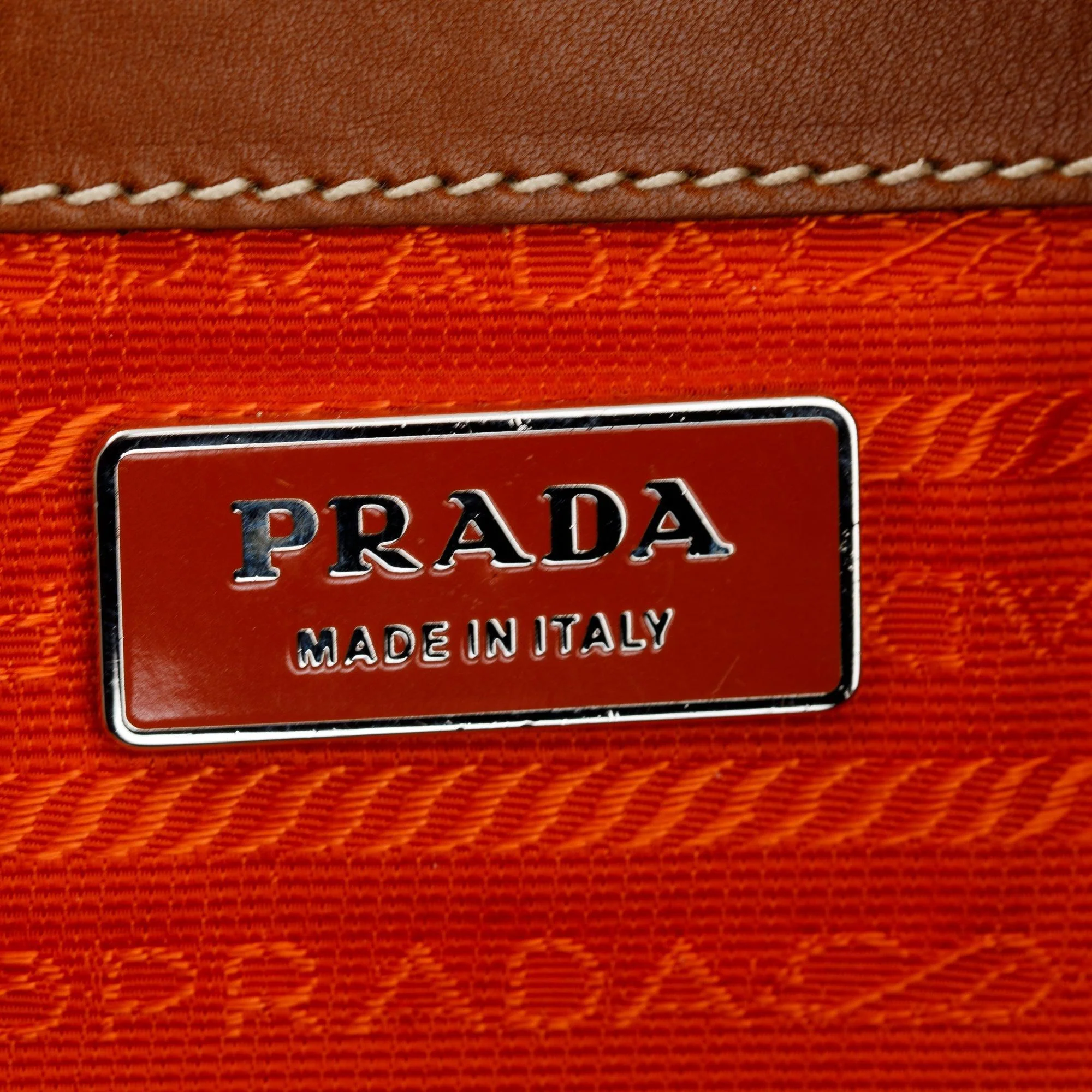 Prada Orange Canapa Vitello Leather Darwstring Hobo w/ Authenticity Card - Image 18