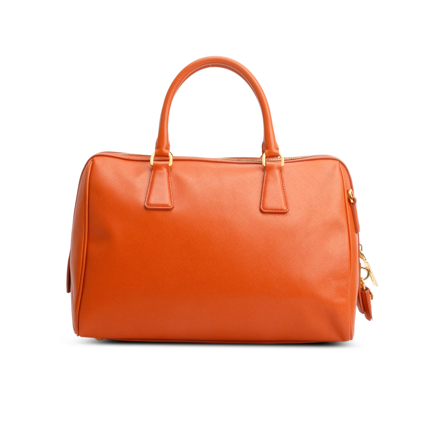 Prada Orange Saffiano Lux Leather Bauletto Bag w/ Strap & Authenticity Card - Image 5