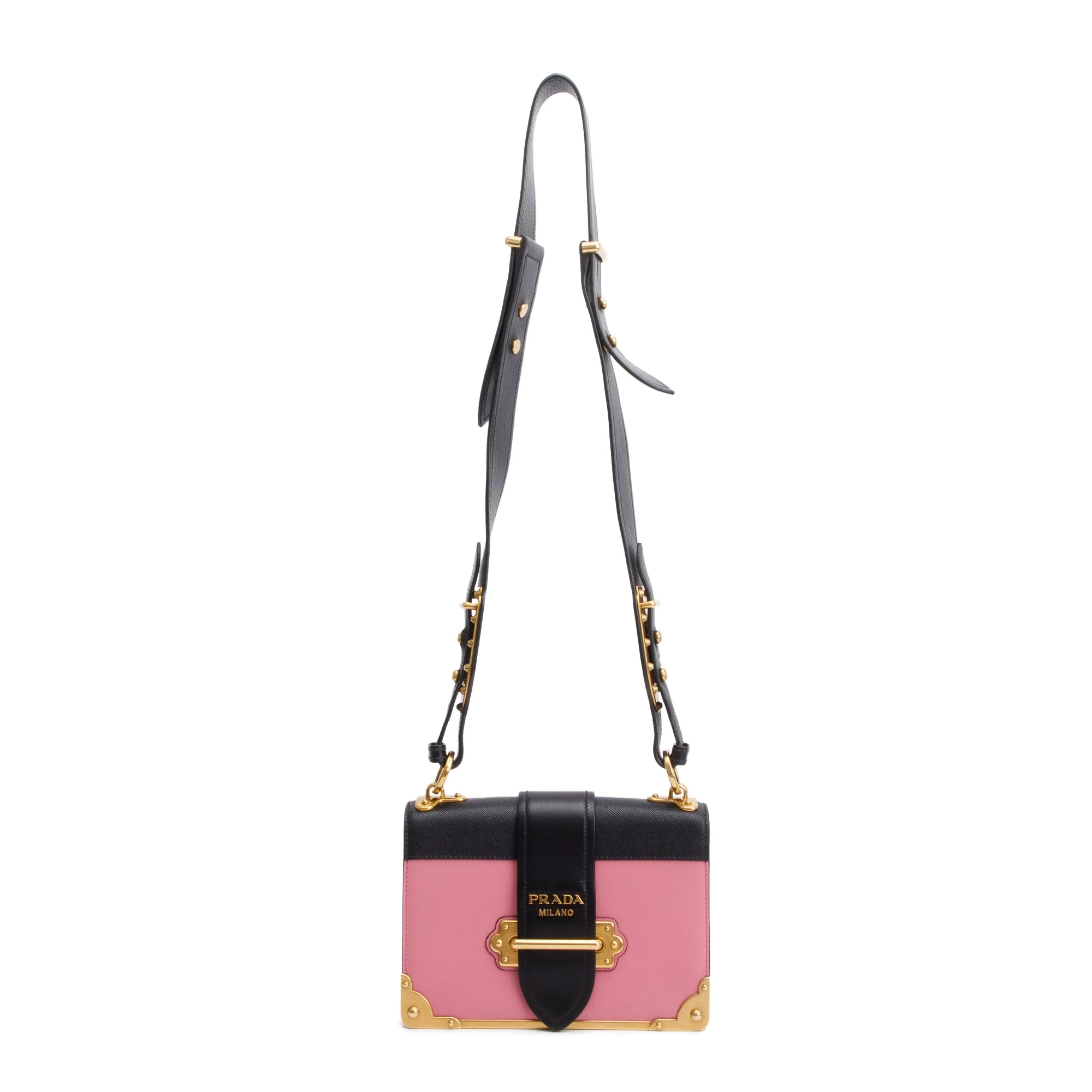 Prada Pink/Black City Calf Saffiano Cahier Bag - Image 3