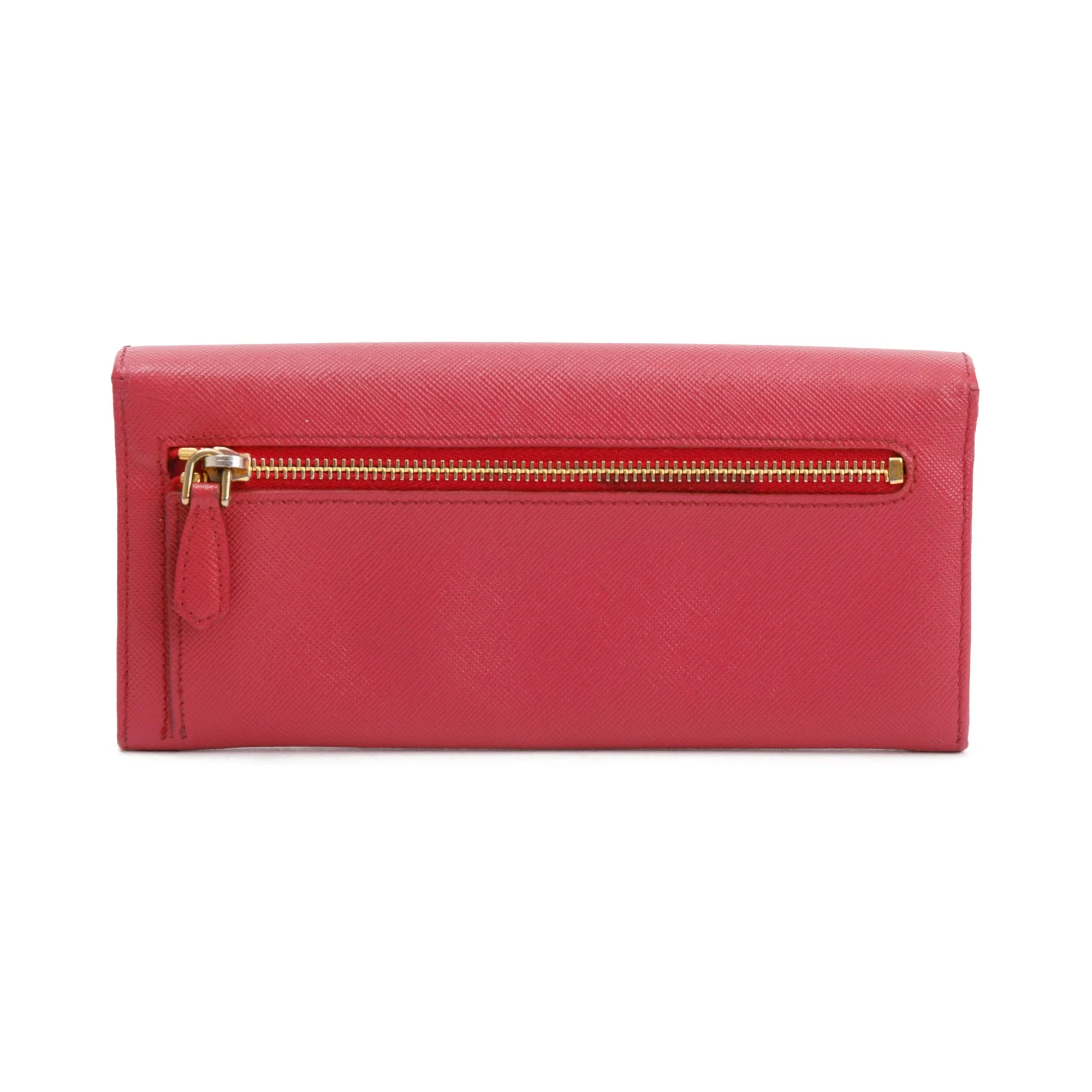 Prada Pink Saffiano Leather Continental Bow Wallet - Image 3