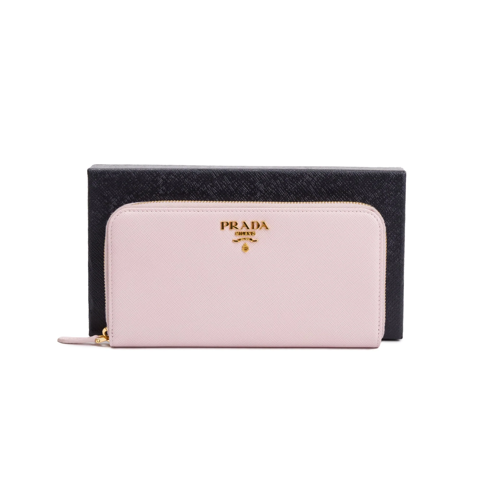 Prada Pink Saffiano Leather Zip Around Wallet w/ Box & Authenticity Card - Image 2