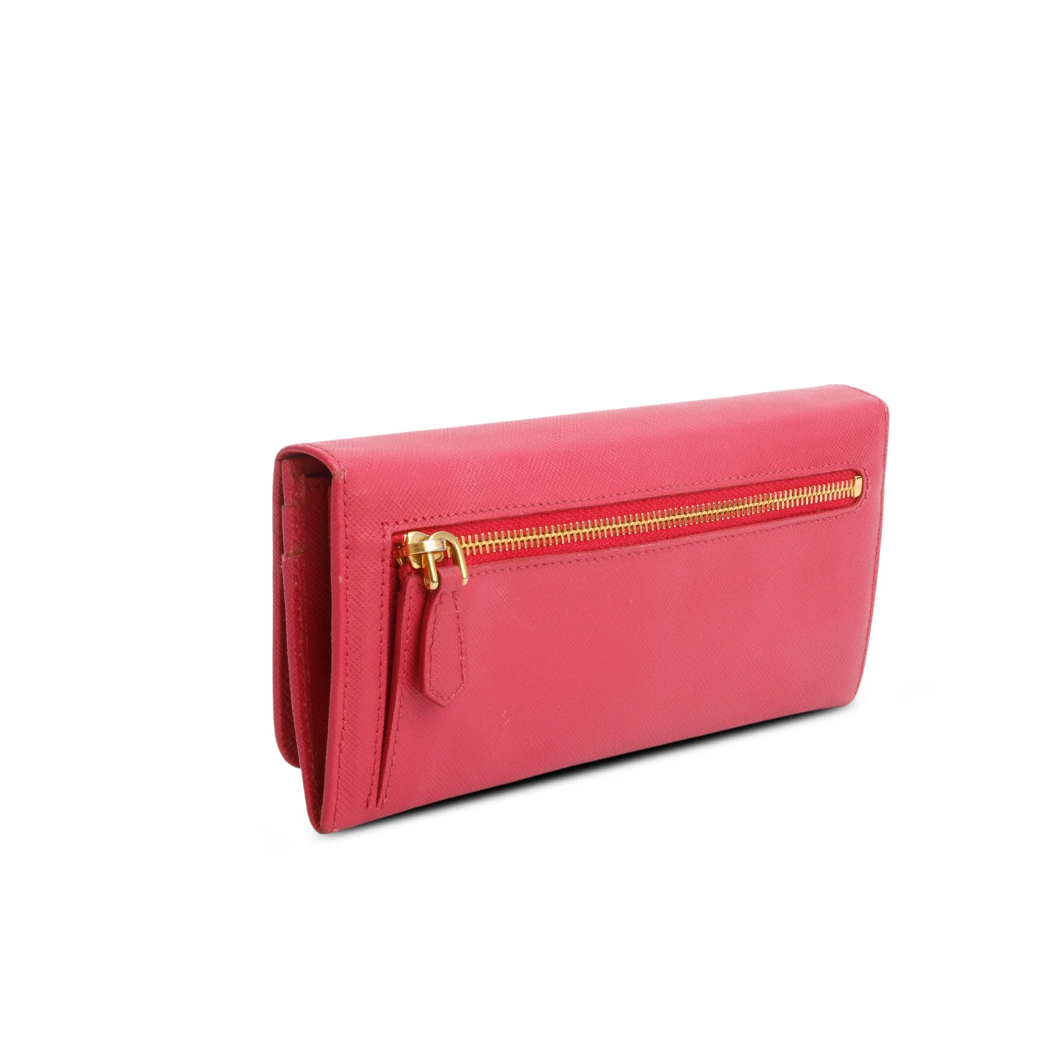 Prada Pink Saffiano Lux Leather Bow Continental Wallet - Image 4