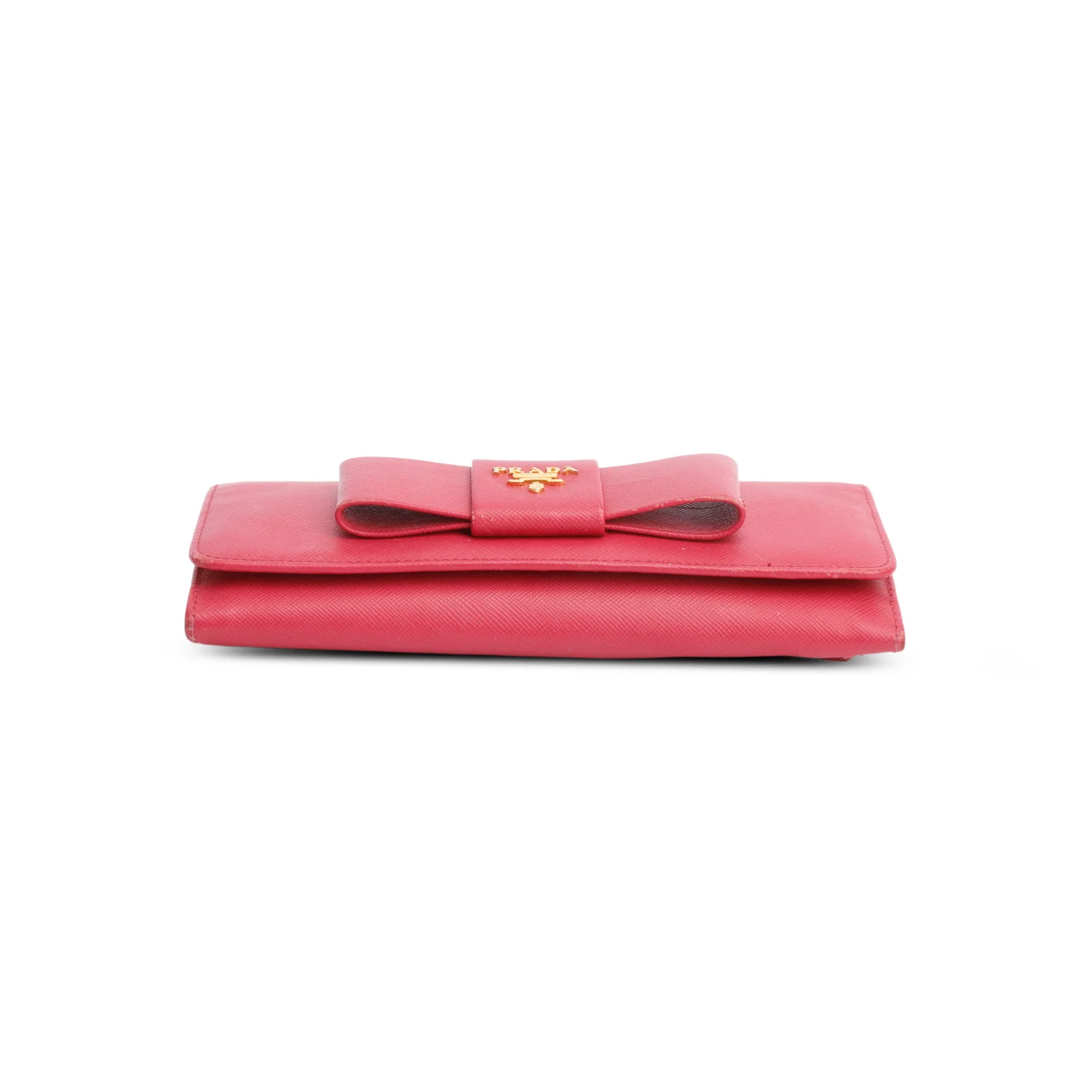 Prada Pink Saffiano Lux Leather Bow Continental Wallet - Image 5
