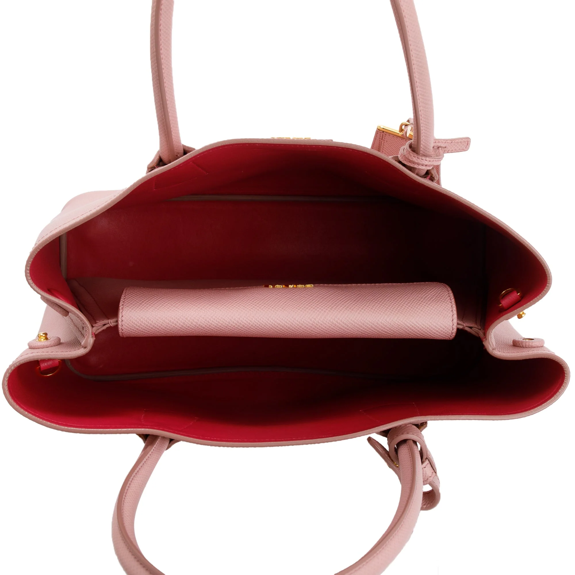 Prada Pink Saffiano Lux Medium Cuir Double Tote w/ Strap - Image 12