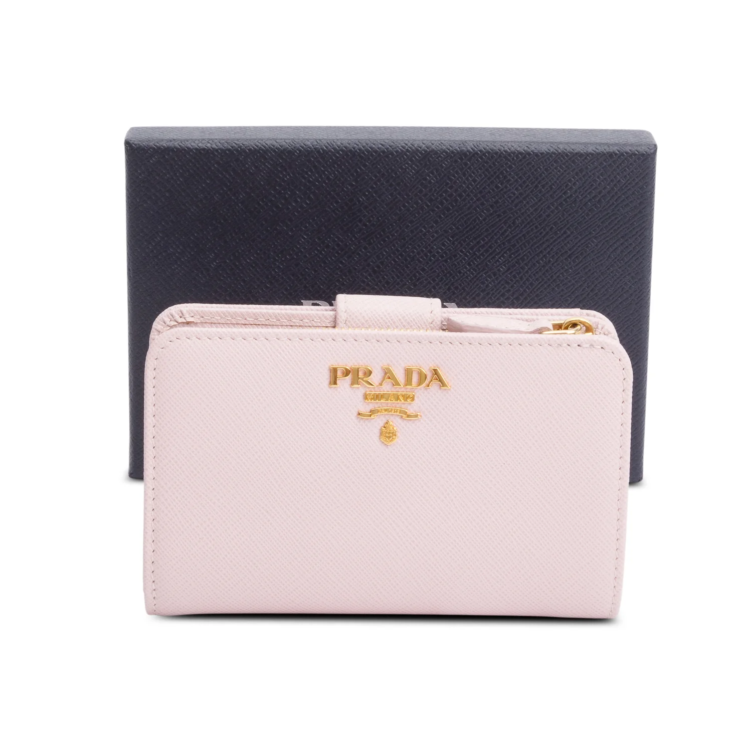 Prada Pink Saffiano Metal Compact Wallet w/ Box - Image 2