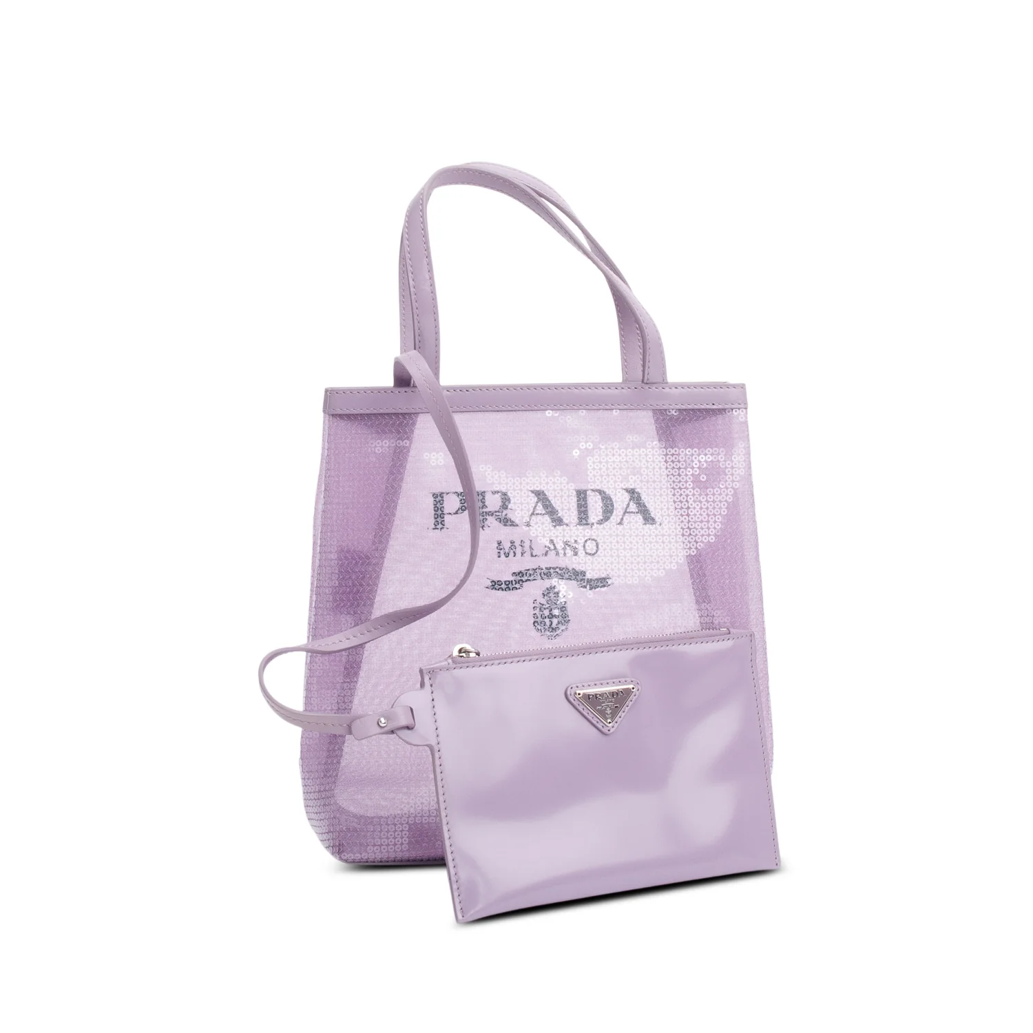 Prada Purple Sequin Mesh Small Tote Bag w/ Pochette
