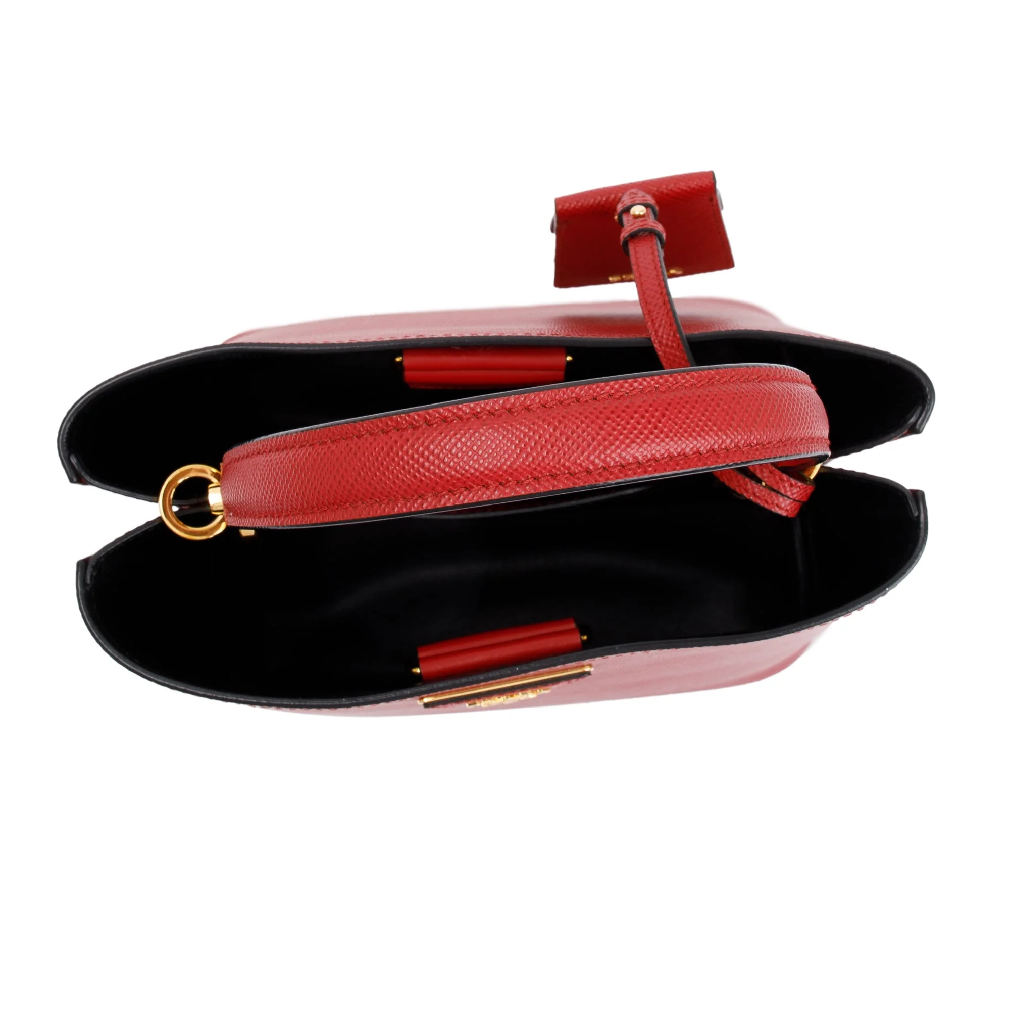 Prada Red Saffiano Cuir Medium Panier Bag w/ Strap & Authenticity Card - Image 9