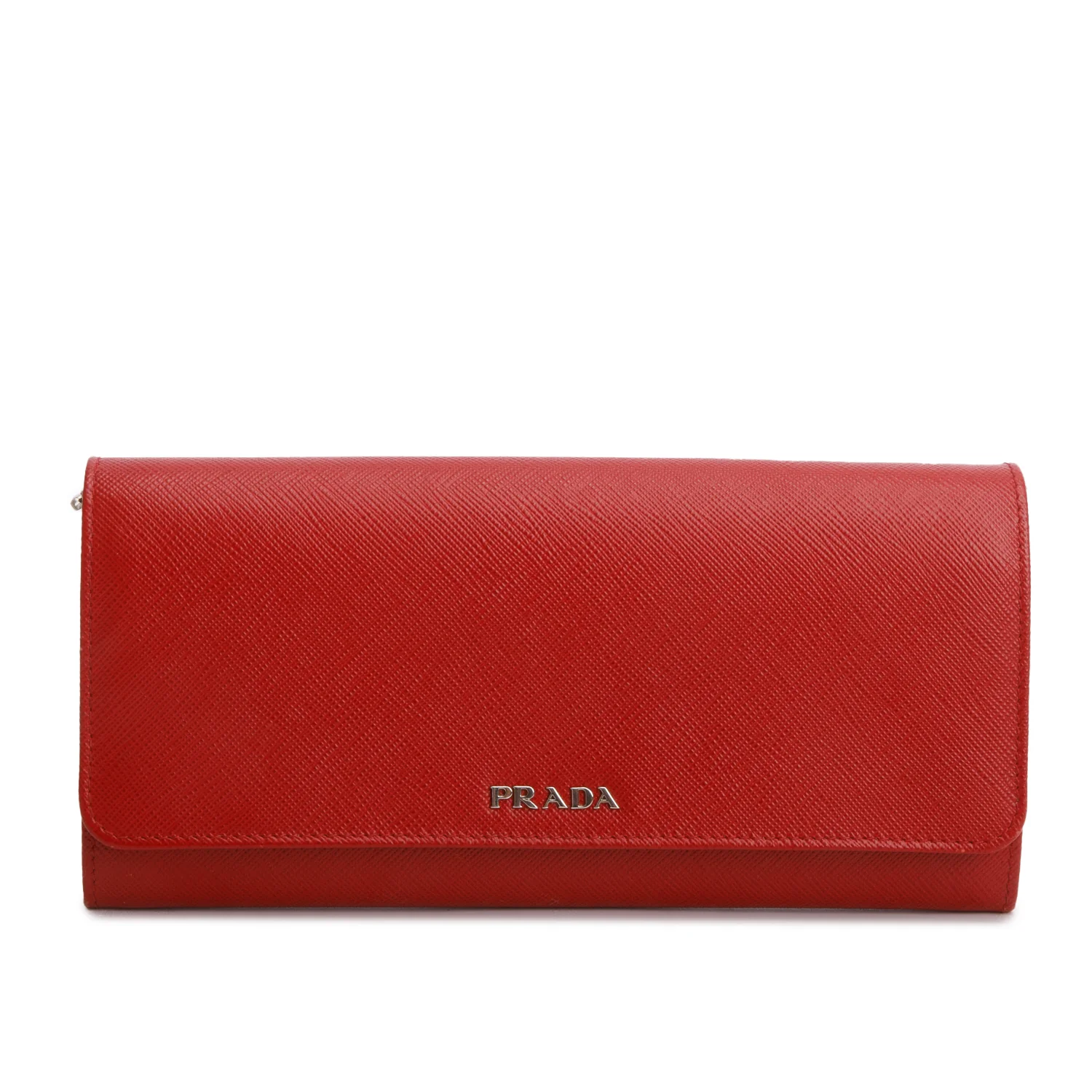 Prada Red Saffiano Leather Chain Wallet - Image 2