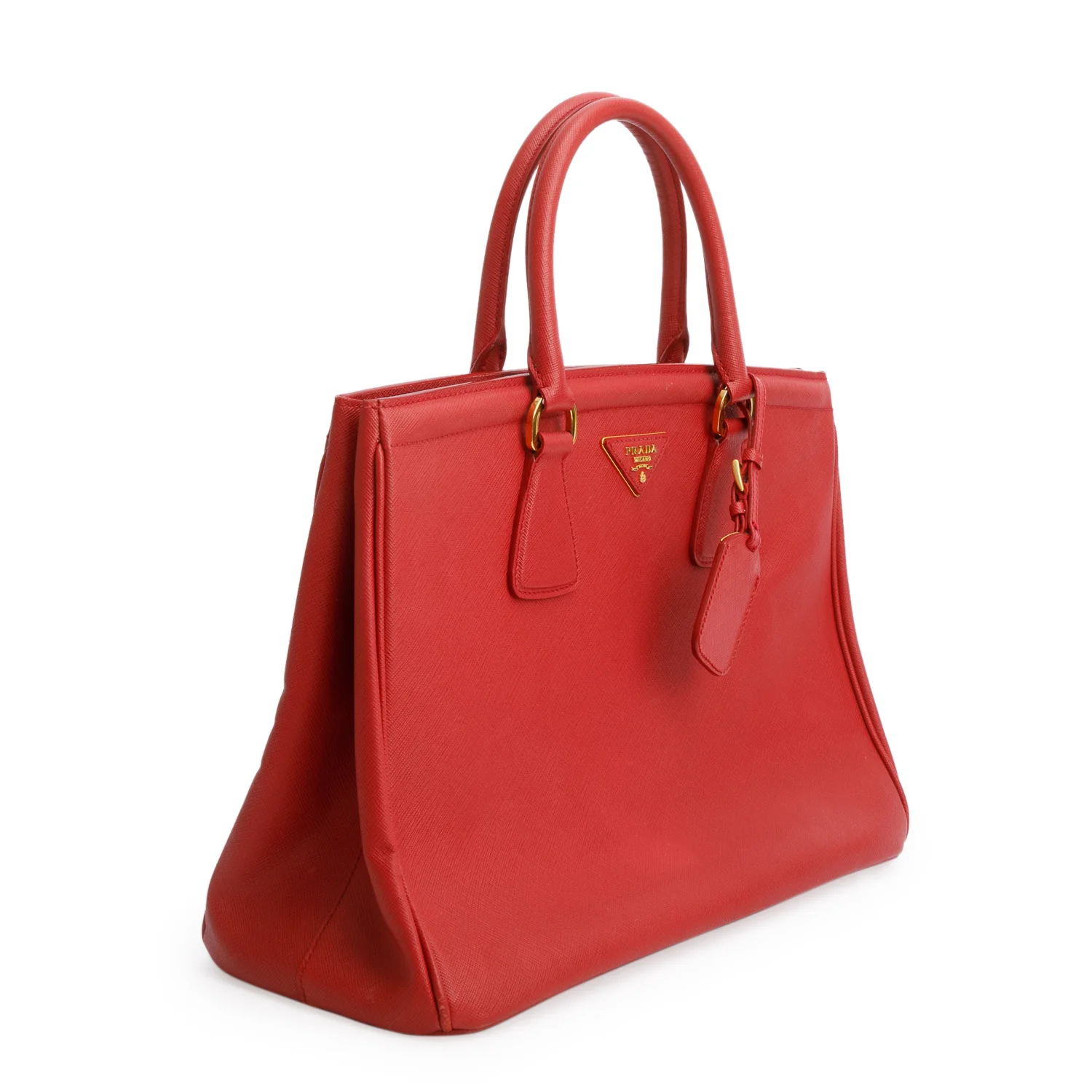 Prada Red Saffiano Lux Medium Parabole Tote - Image 2