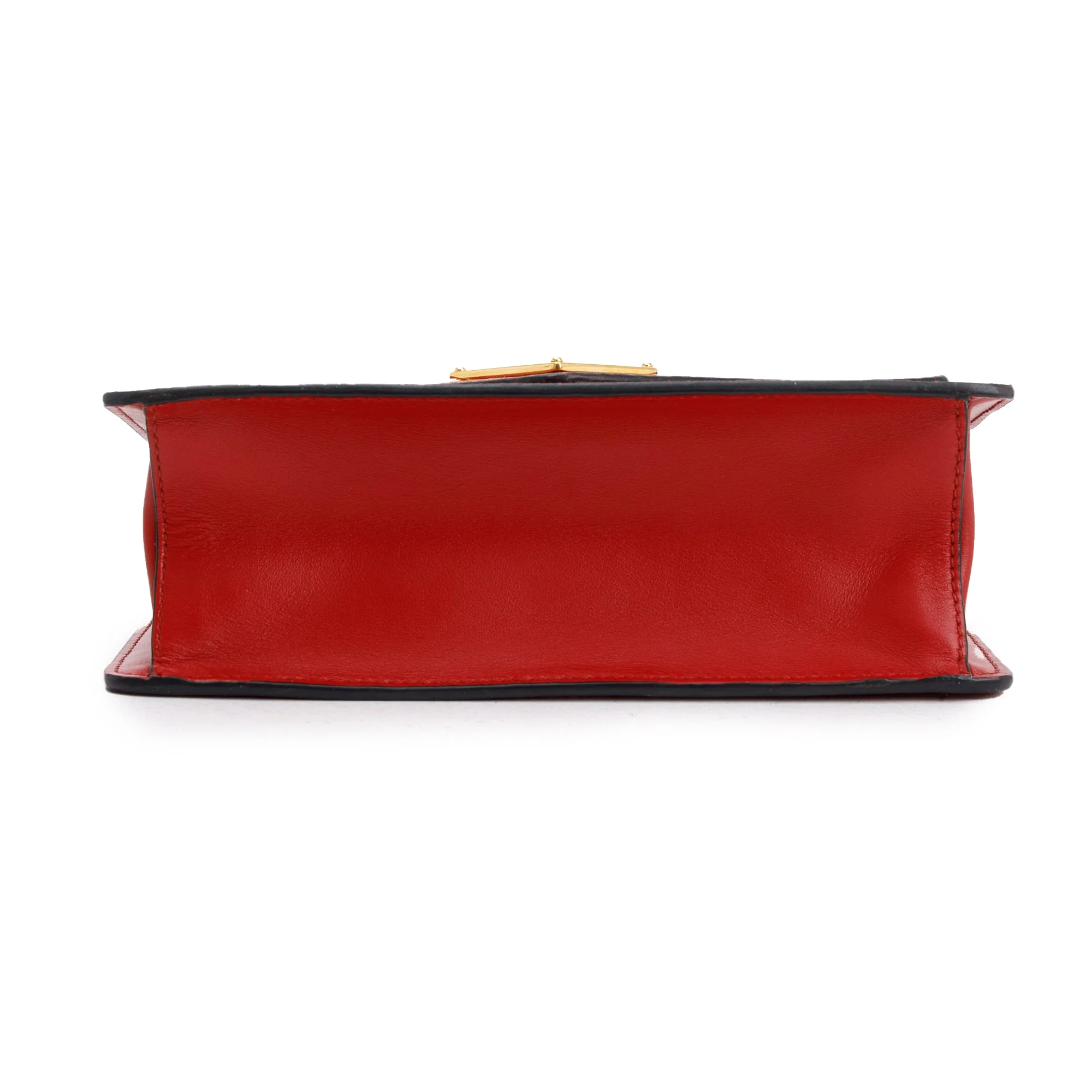 Prada Red Saffiano Soft Calf Leather Flop Lock Chain Crossbody Bag - Image 6