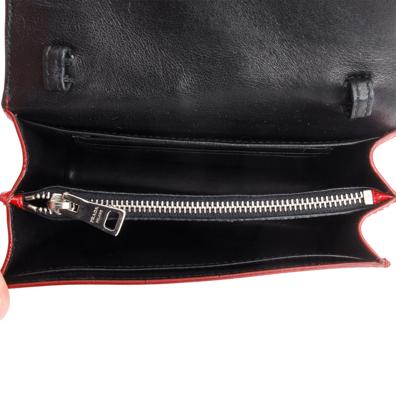 Prada Red Saffiano Vernice Wallet on Strap w/ Authenticity Card - Image 8