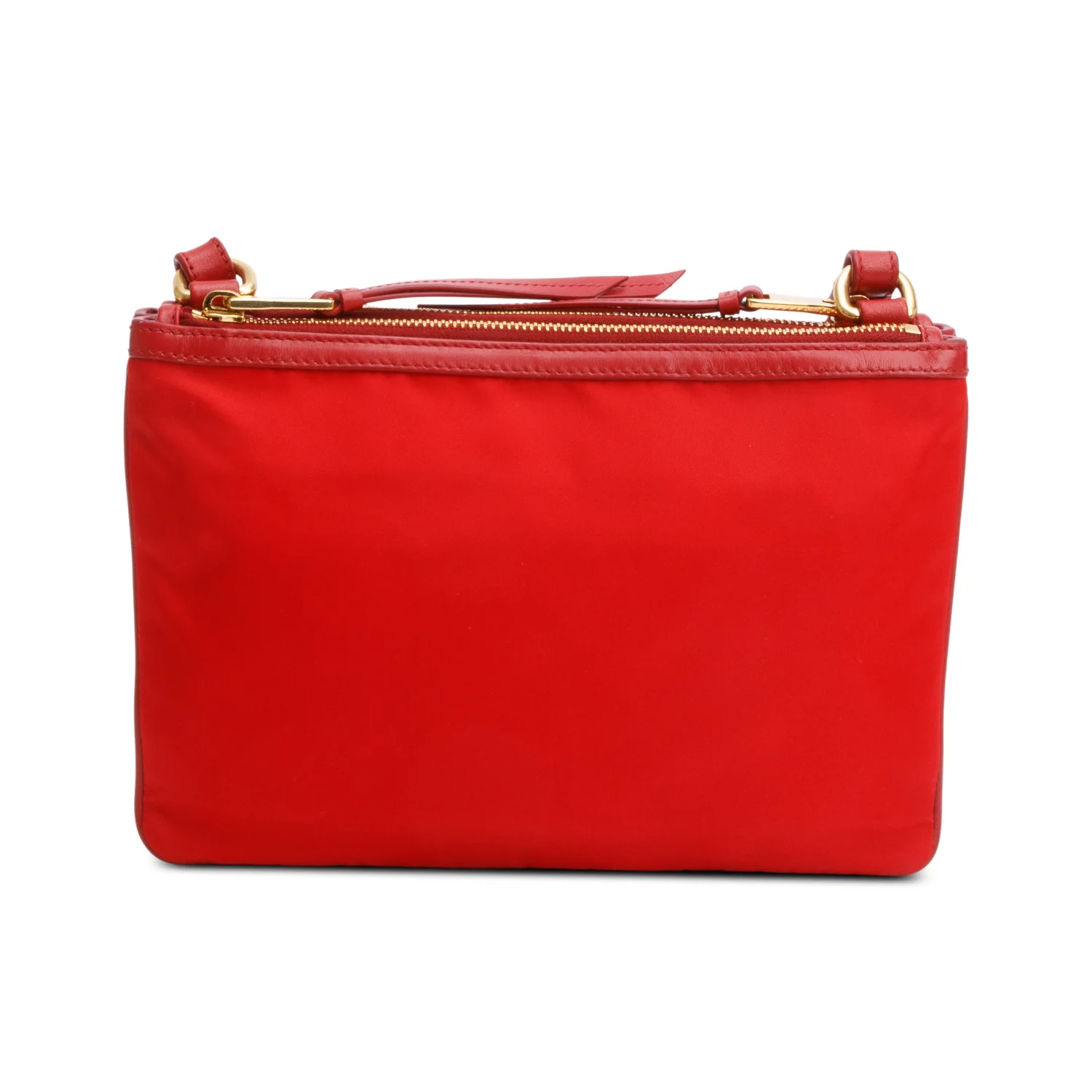 Prada Red Soft Calf Leather Tessuto Nylon Small Double Zip Crossbody Bag w/ Authenticity Card - Image 5