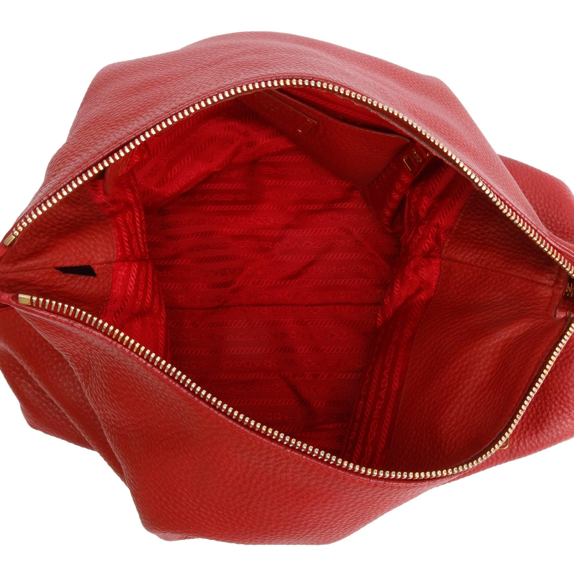 Prada Red Vitello Daino Leather Side Zip Hobo - Image 13