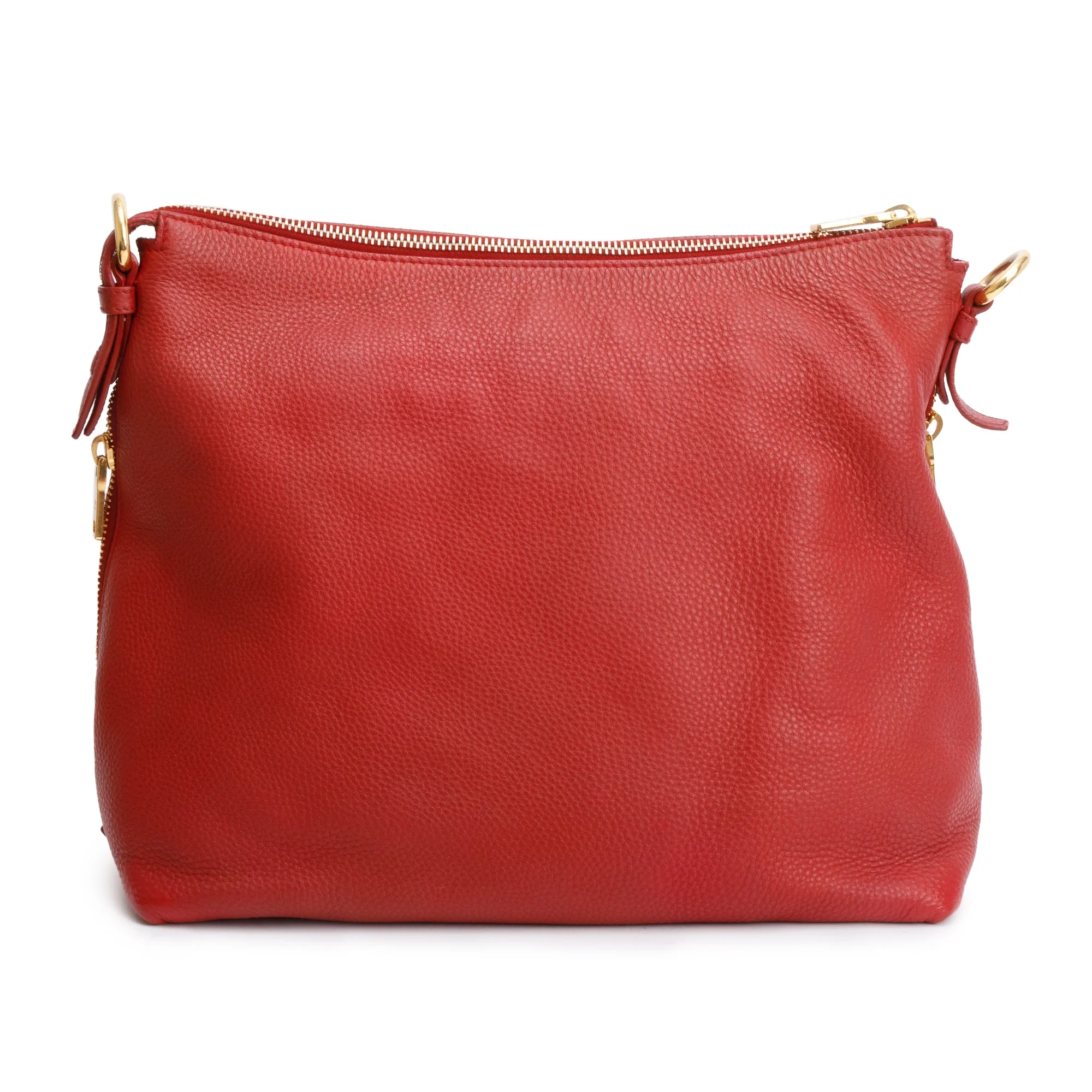 Prada Red Vitello Daino Leather Side Zip Hobo - Image 5
