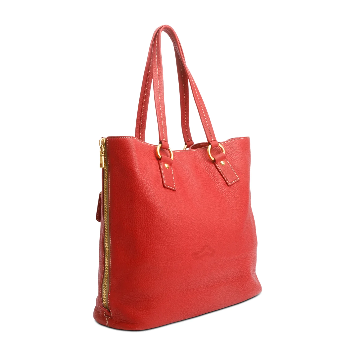 Prada Red Vitello Daino Leather Side Zip Tote w/ Authenticity Card - Image 4