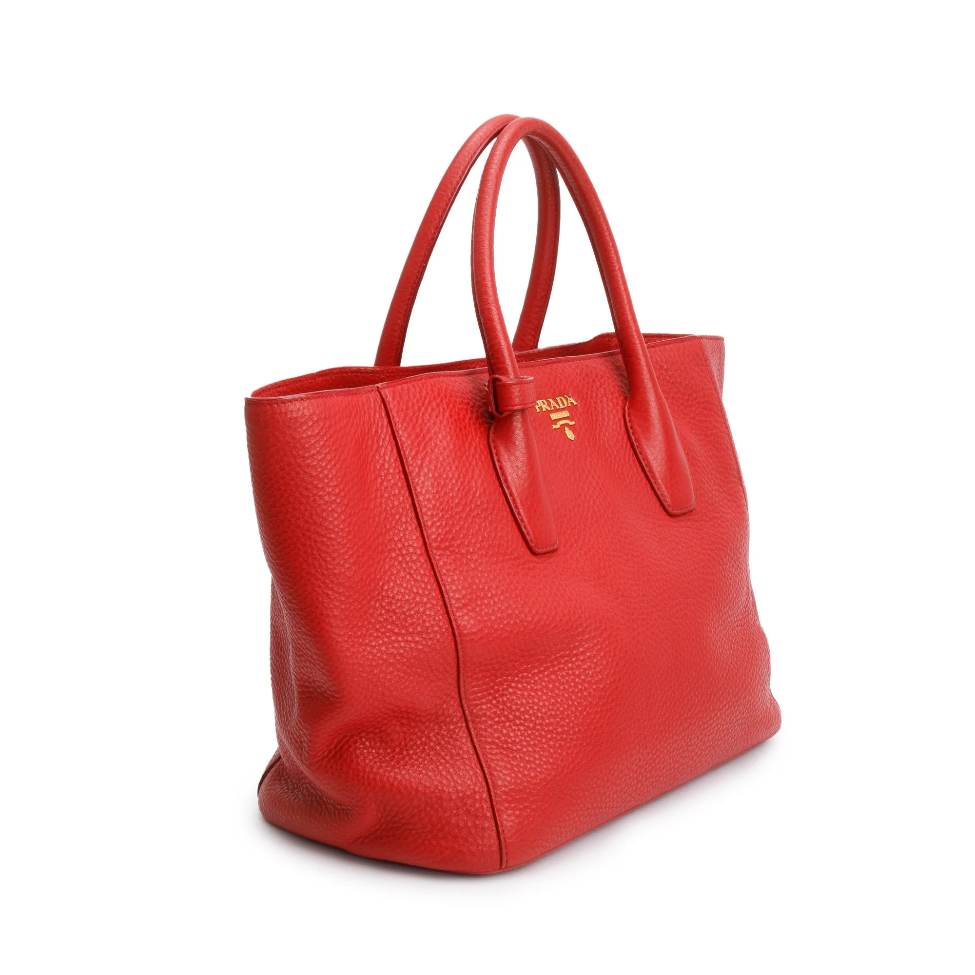 Prada Red Vitello Daino Leather Tote w/ Strap & Authenticity Card - Image 4