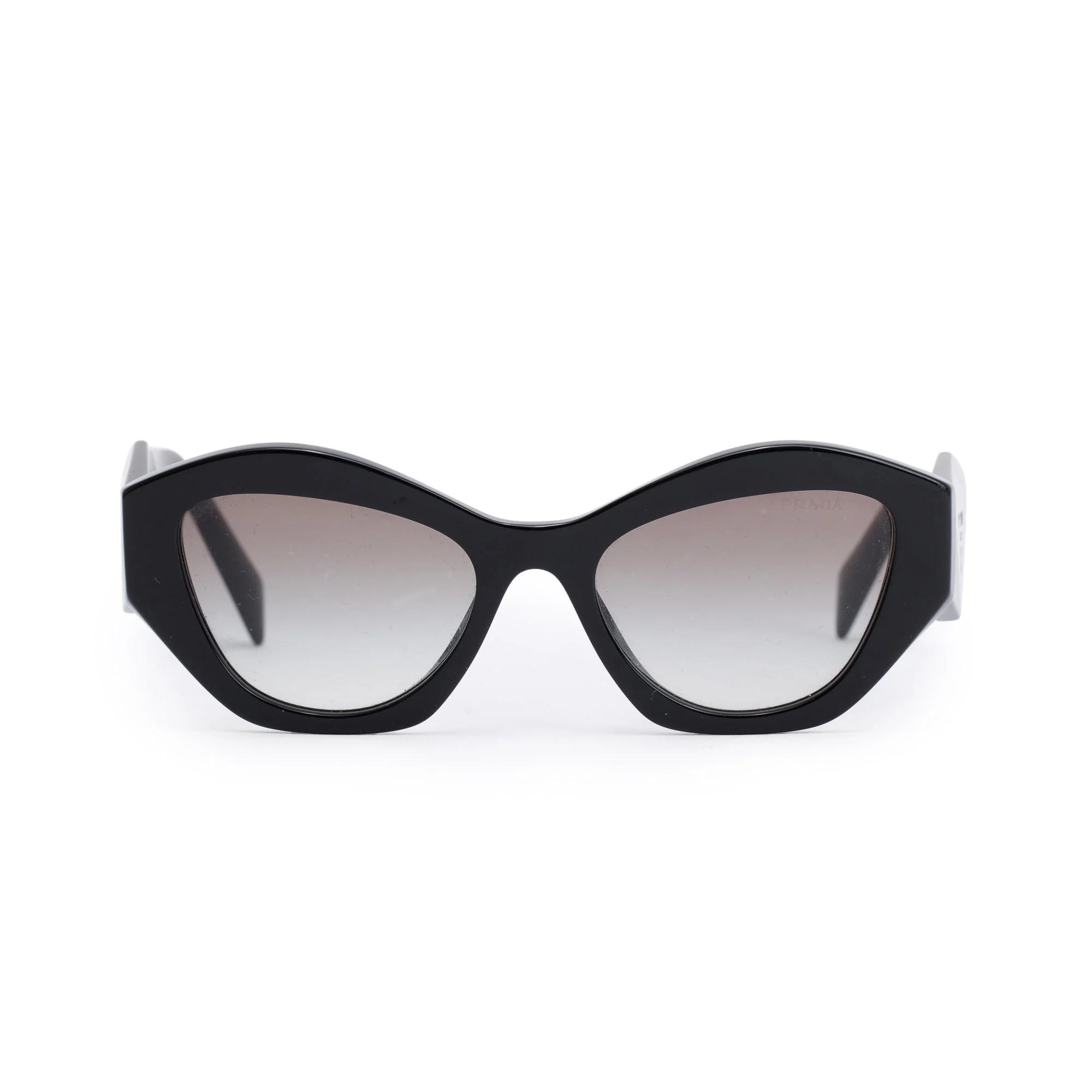 Prada SPR 07Y Black Acetate Symbole Cat-Eye Sunglasses w/ Pouch