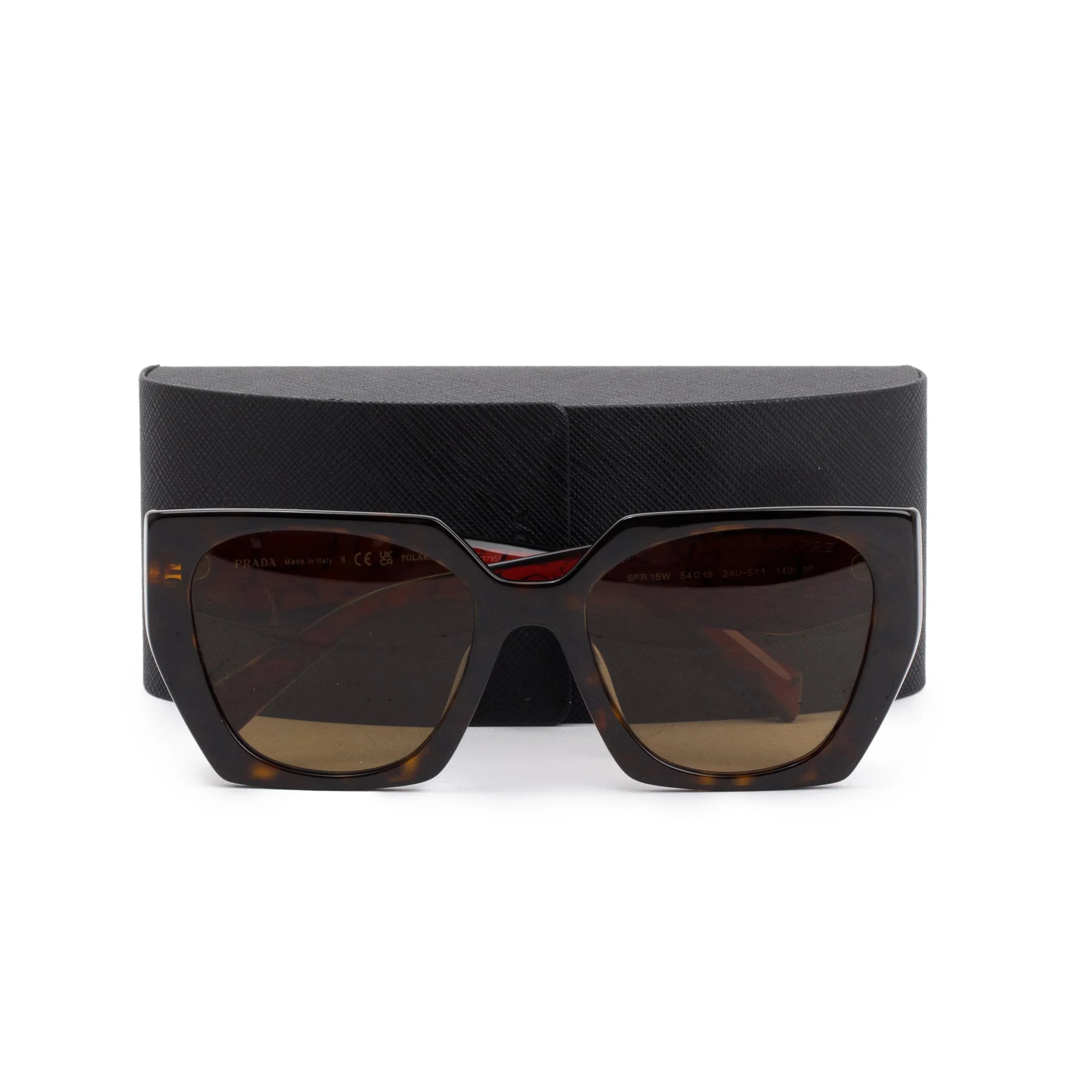 Prada SPR 15W Brown & Red Acetate Cat-Eye Sunglasses w/ Case - Image 2
