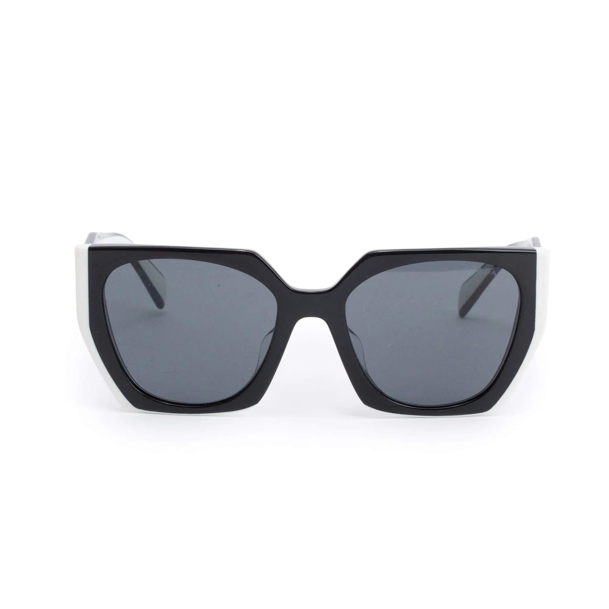Prada SPR 15W-F Black/White Acetate Prada Logo Sunglasses w/ Box & Case