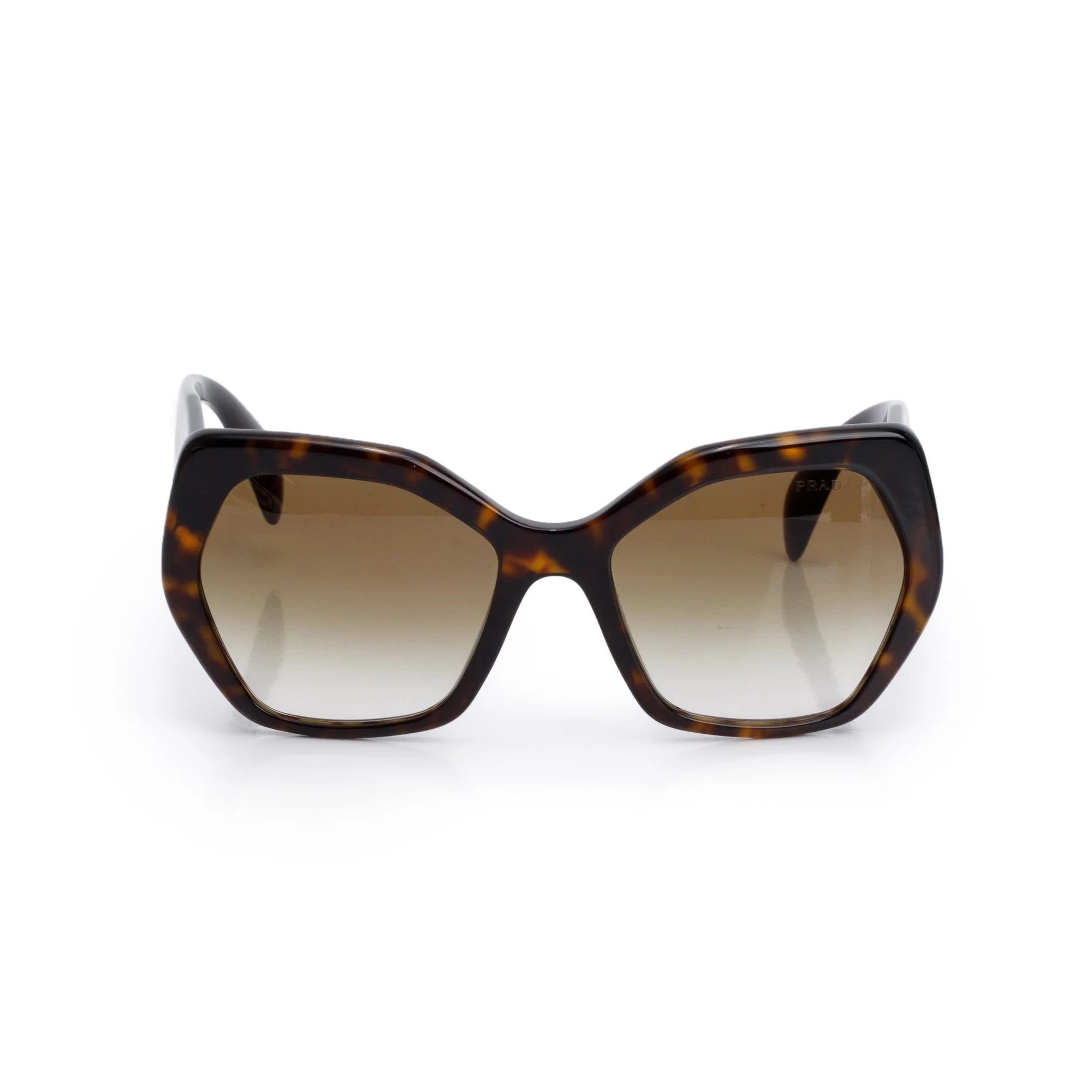 Prada SPR 16R Tortoise Acetate Geometric Sunglasses w/ Case