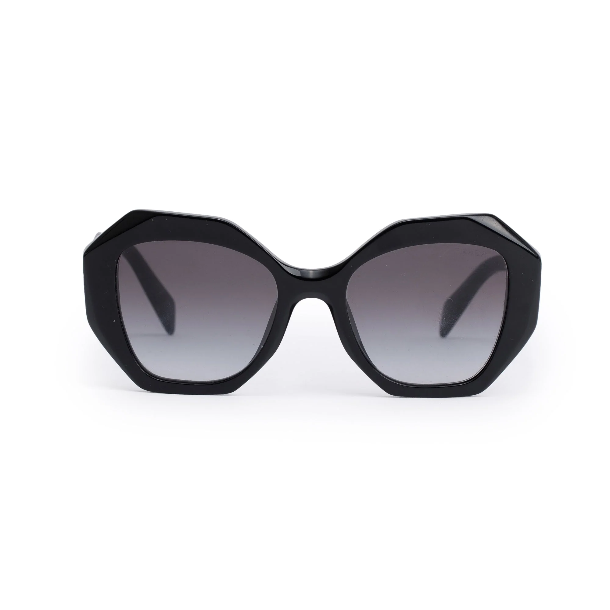 Prada SPR 16W Black Acetate Symbole Geometric Sunglasses w/ Case