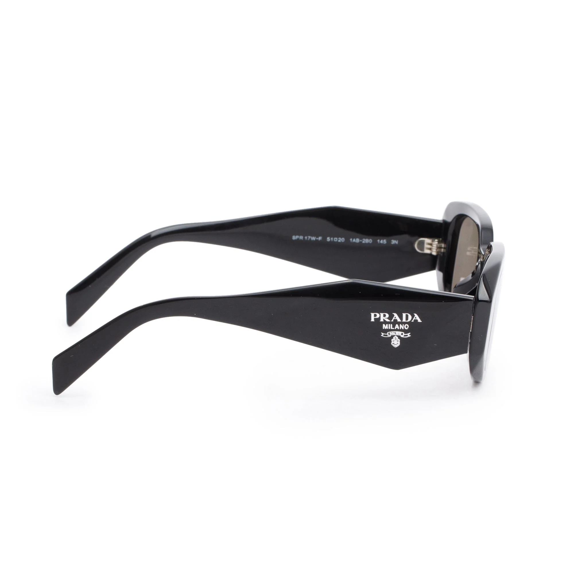 Prada SPR 17W Black Acetate Symbole Rectangular Sunglasses - Image 2