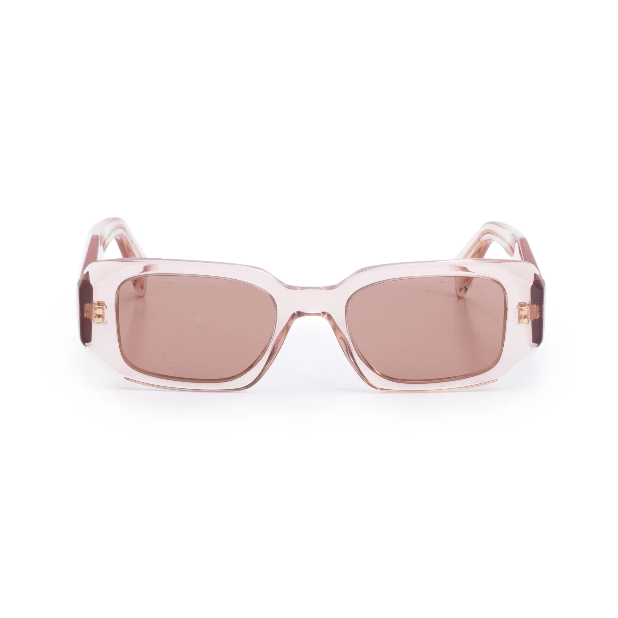 Prada SPR 17W Pink Acetate Symbole Rectangular Sunglasses w/ Box & Case