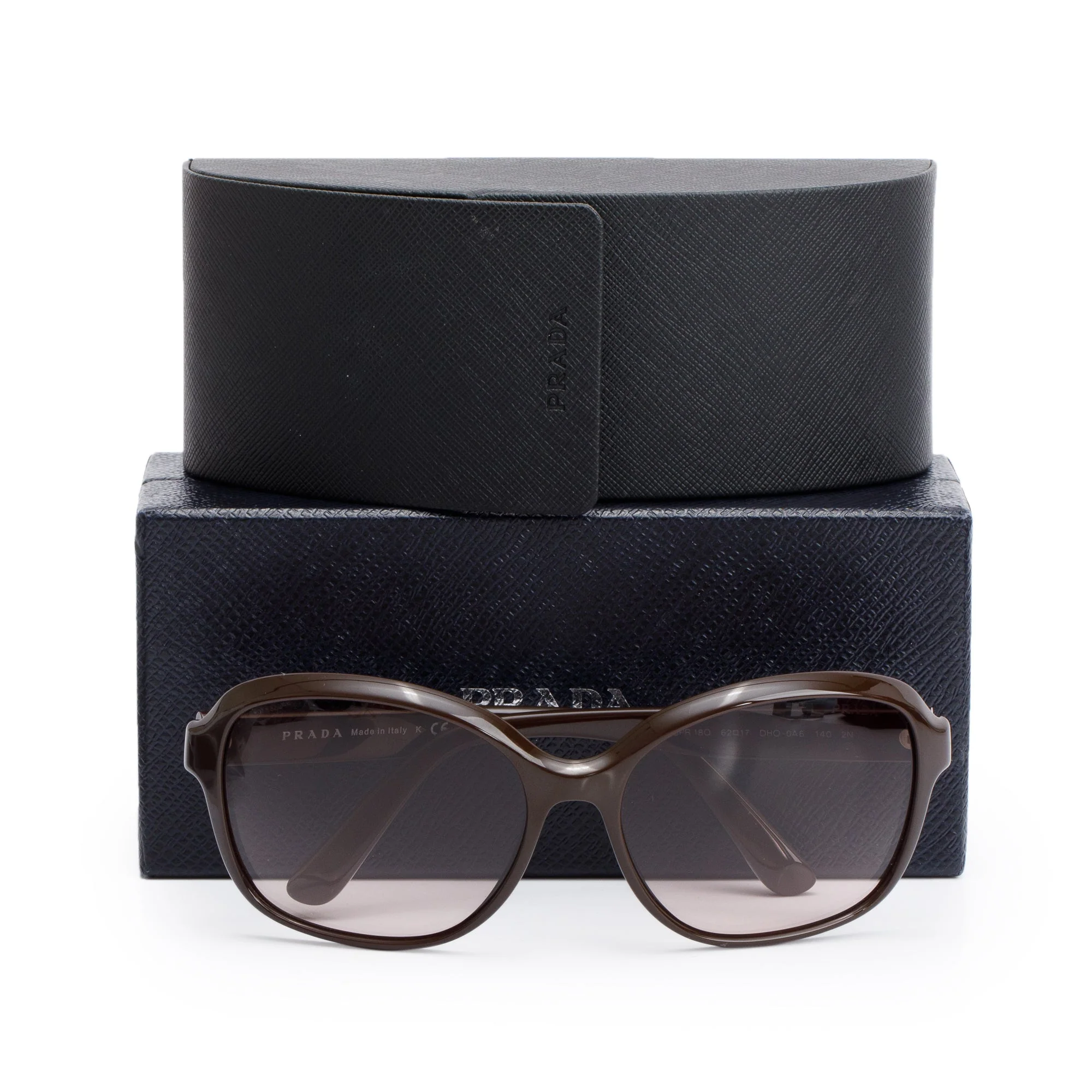 Prada SPR 18Q Brown Acetate Square Sunglasses w/ Box - Image 2